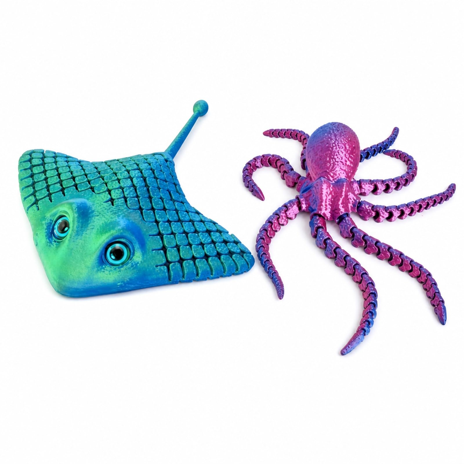 Poivgew 2 Articulated 3D Printed Animals, Manta Ray and Octopus Set