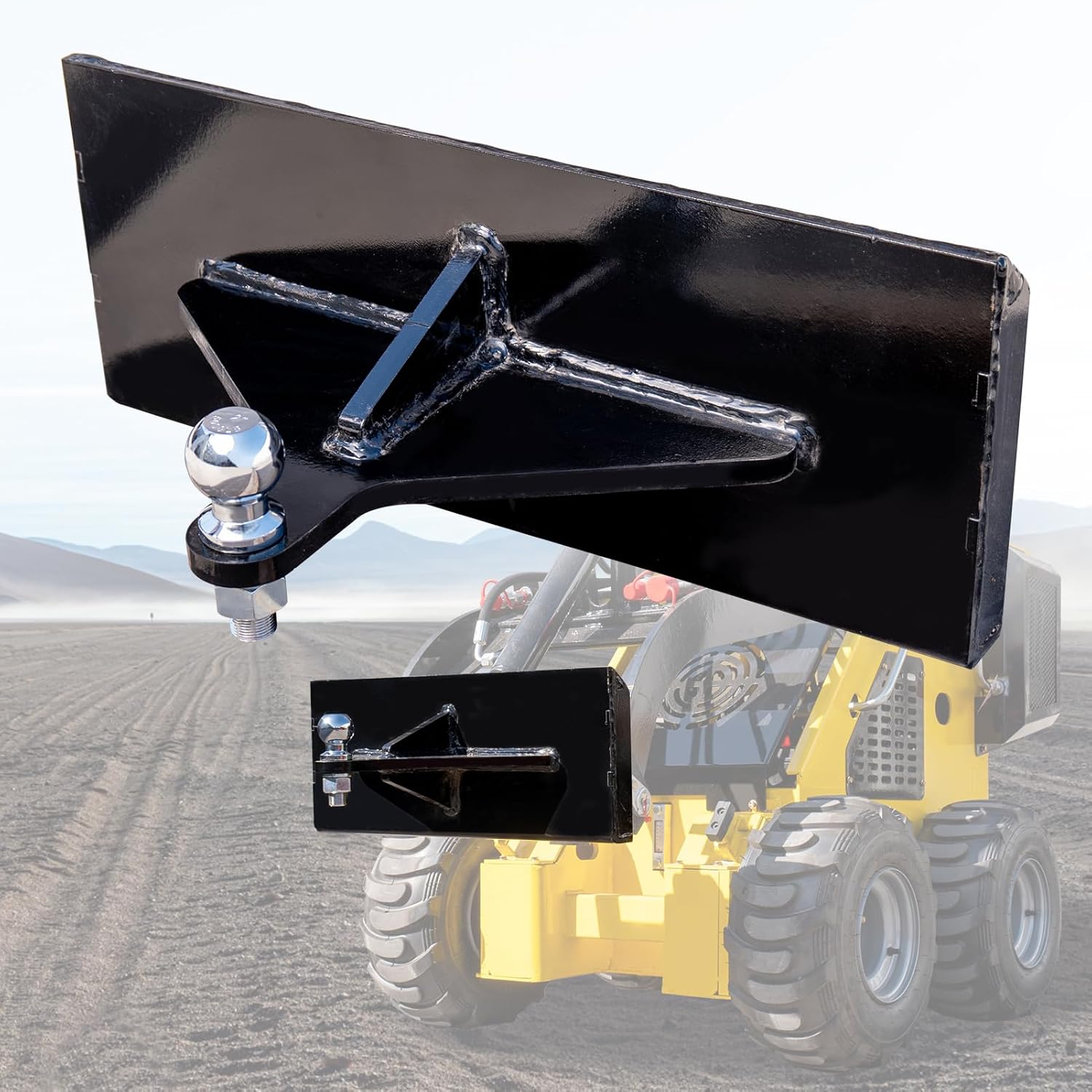 Receiver Hitch Mount Plate for Mini Skid Steer Attachments, with Bolts, Loaders Trailer Hitch Receiver, Universal Fit for Most Mini Skid Steers, Ideal for Hauling, Farming & Construction