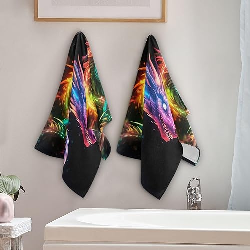 Vista 228 de Juego de 2 toallas de baño de color morado, remolques de mano de lobo, toallas de baño, toallas suaves y absorbentes para baño, cocina, gimnasio