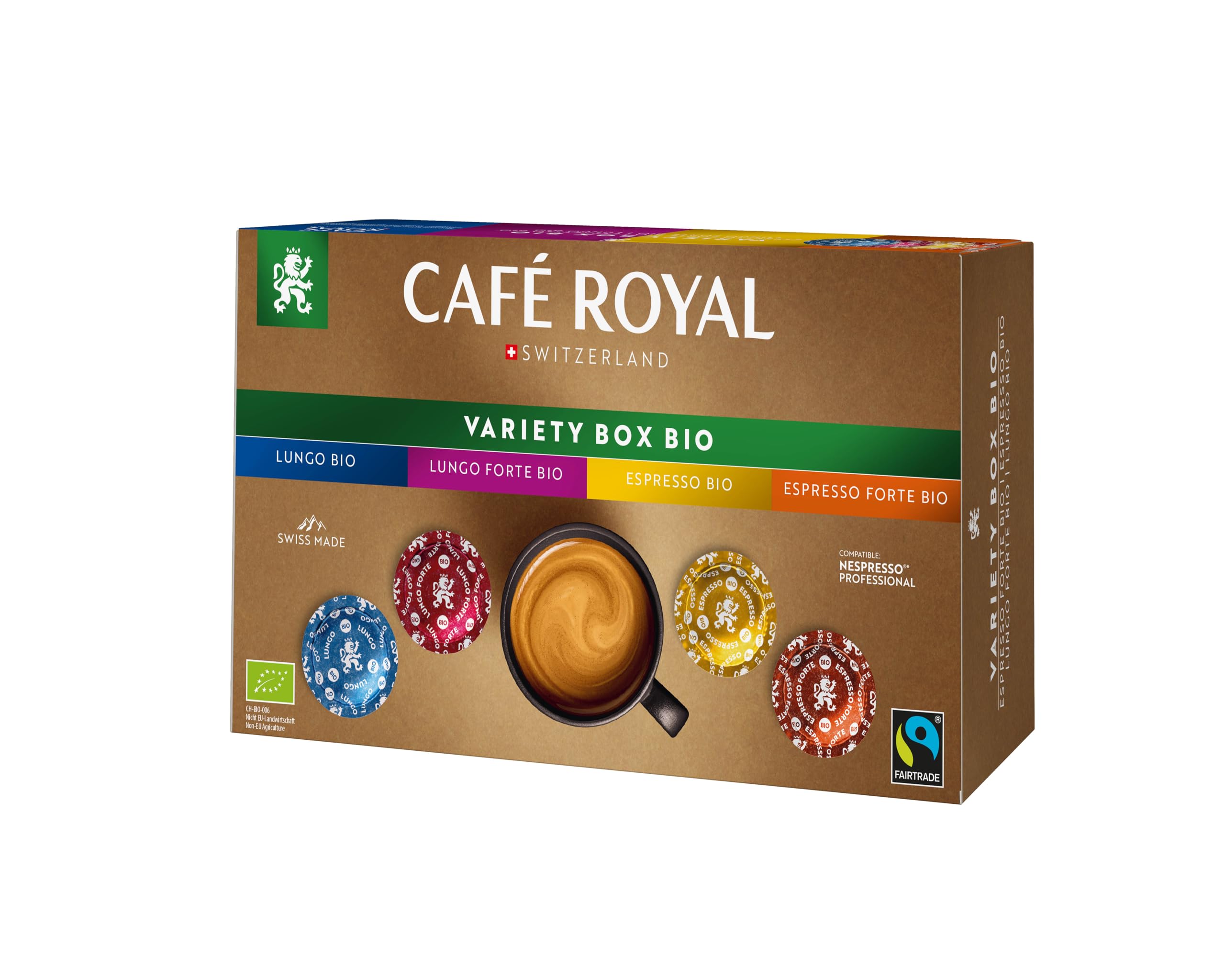 Professional Pads, Bio Variety Box, 40 Nespresso (R) Professional Compatible Pads for Office and Catering, Organic and Fairtrade Certified