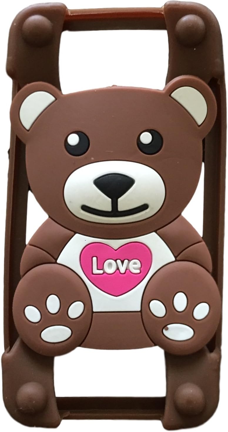 Teddy Bear Universal Silicone Frame Bumper for iPhone 6 / 6S / 5 / 5S / 4 / 4S Soft Gel Phone Case Cover Fits Any Brand of Phone up to 5.5 Inch