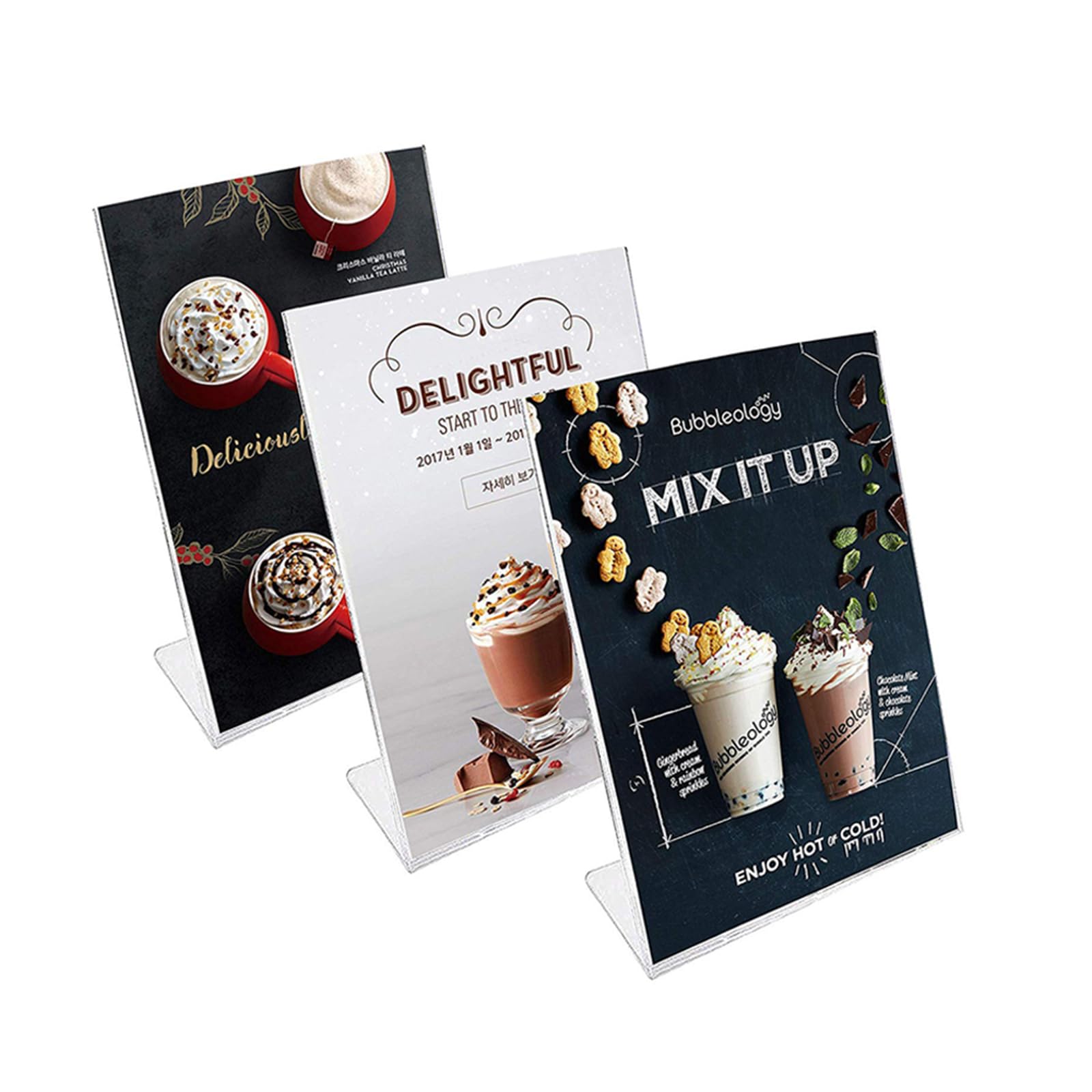 Yoosso Espositore Da Tavolo, Formato A5, 4 Pezzi, A Forma Di L, Formato A5, In Acrilico, Con Base In Legno, Per Menu, Bar, Ristorante, Negozio, Matrimonio, 21 X 14,3 Cm