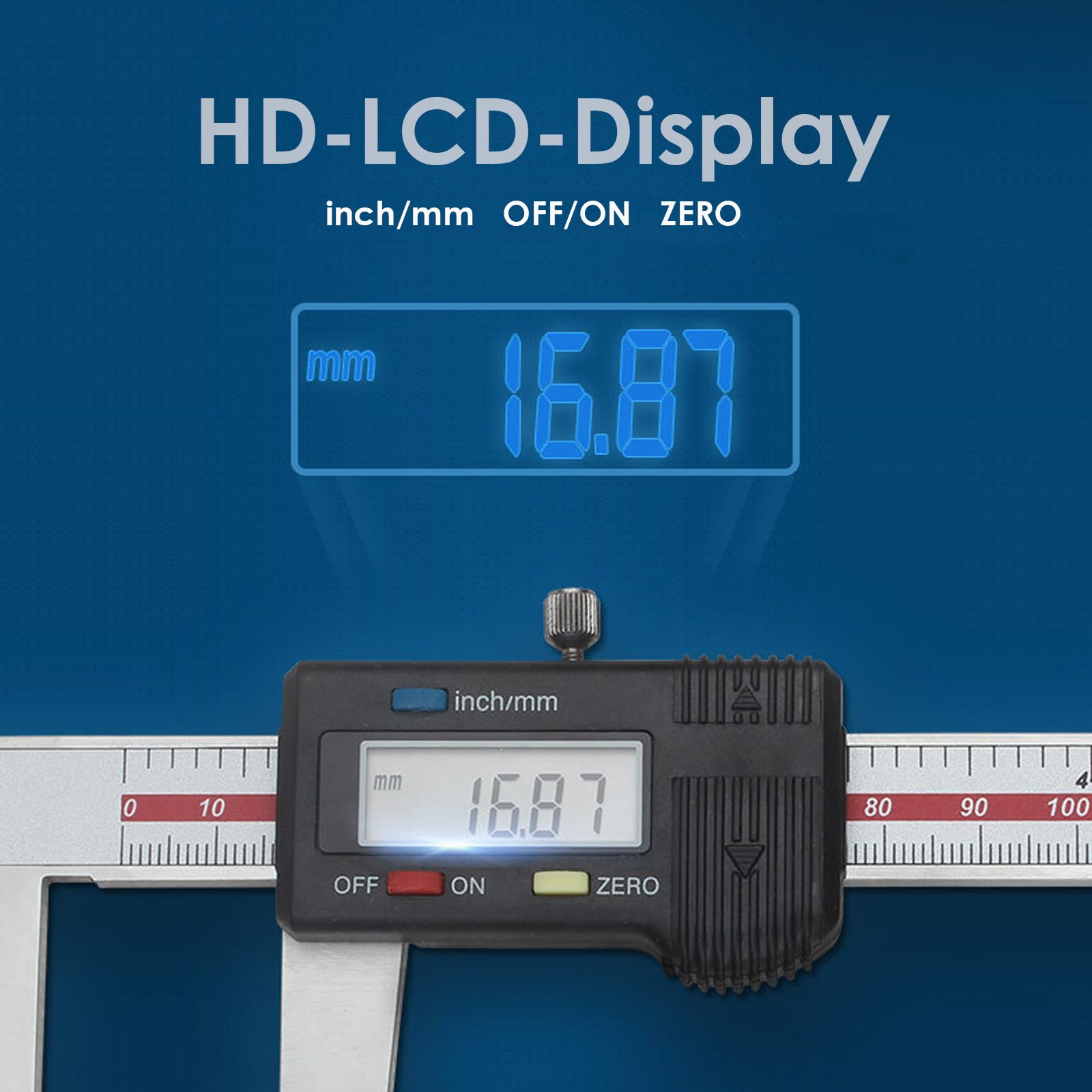 Digital Messschieber Messbereich 150 mm - Tellermessflächen, Edelstahl Messlehre Messwerkzeuge mit Ersatzbatterie und größem Display, mm/inch (0-150 mm)