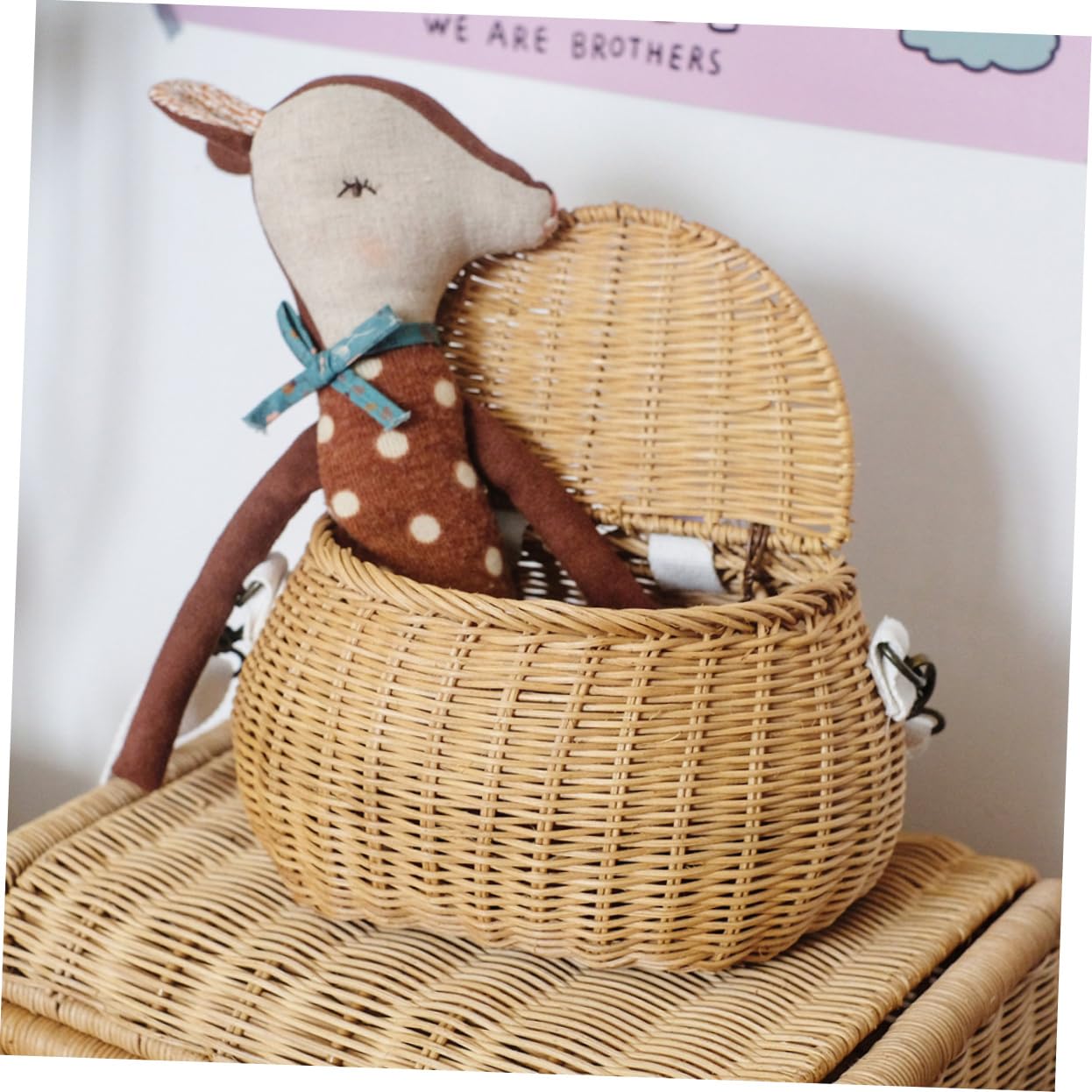 POPETPOP 2 Pièces Panier De Vélo Panier De Vélo pour Enfants Paniers De Rangement avec Couvercles Panier De Vélo avec Couvercle Panier De Vélo en Osier De Pique- Vélo Vélo pour