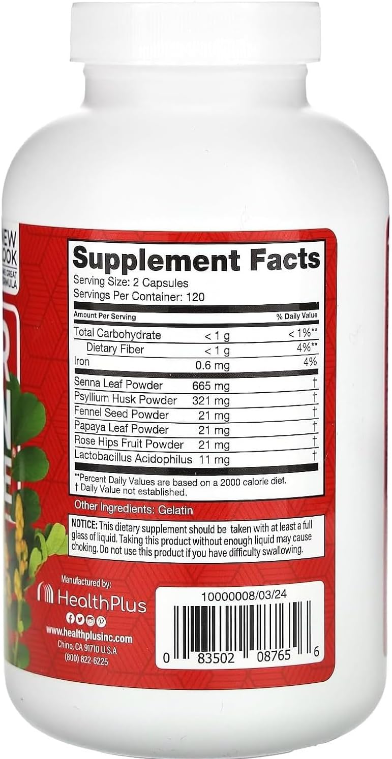 Health Plus Super Colon Cleanse: 10-Day Cleanse -Detox | 18 Cleanses, 720 Capsules, Package may vary