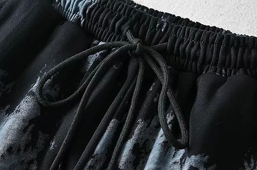 Miniatura 5 de utcoco Pantalón deportivo para mujer, ajuste atlético, cintura con cordón, teñido anudado, tejido de rizo francés, parte inferior cerrada