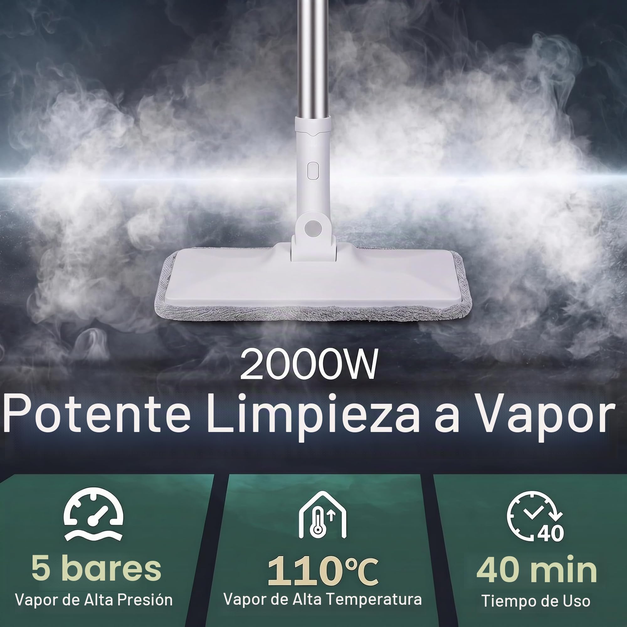 Vaporeta Limpieza Hogar Limpiador a Vapor Para Casa Steam Cleaner Maquina de Vapor Limpieza Maquina Vapor Limpieza Mopa Vapor 2000w, 5bar Para Campanas Extractoras, Cocinas, Juntas de Azulejos