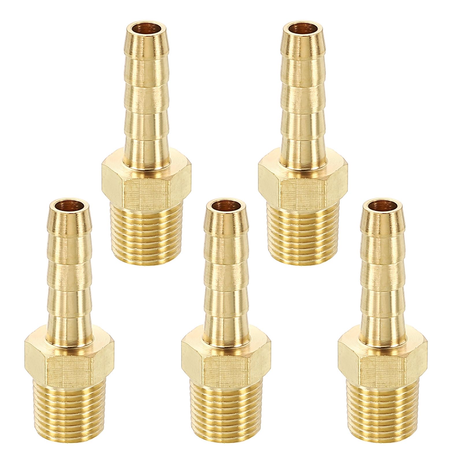 METALLIXITY 5pcs Brass Hose Barb to NPT Male Adapter 7mm Barb x 3.2mm