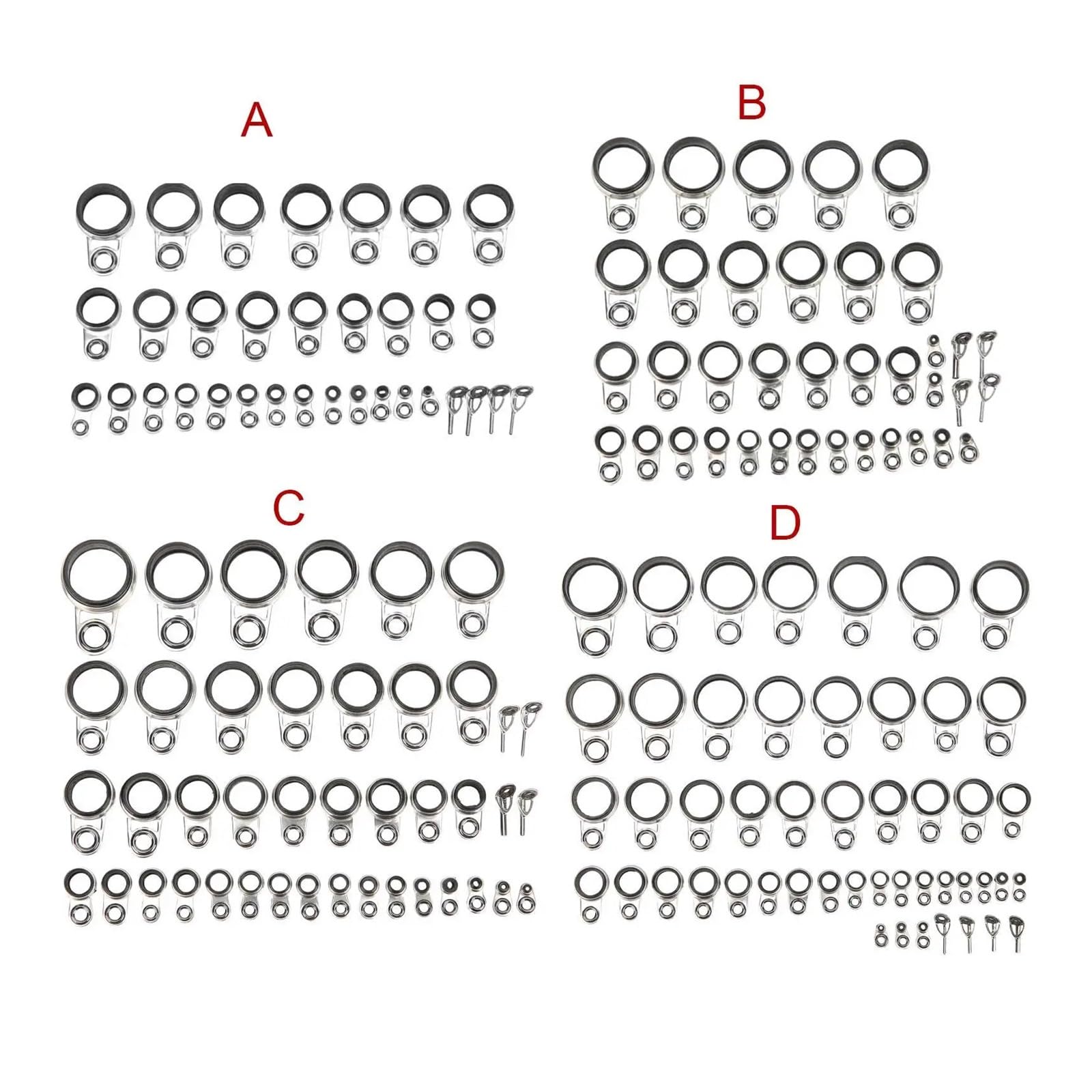 Anelli Canna Da Pesca 33/37/41/49pcs Guide for canna da pesca Anello di linea Set Punta superiore Canna da pesca telescopica Anello for occhi Guide for asta Set Accessori for la pesca