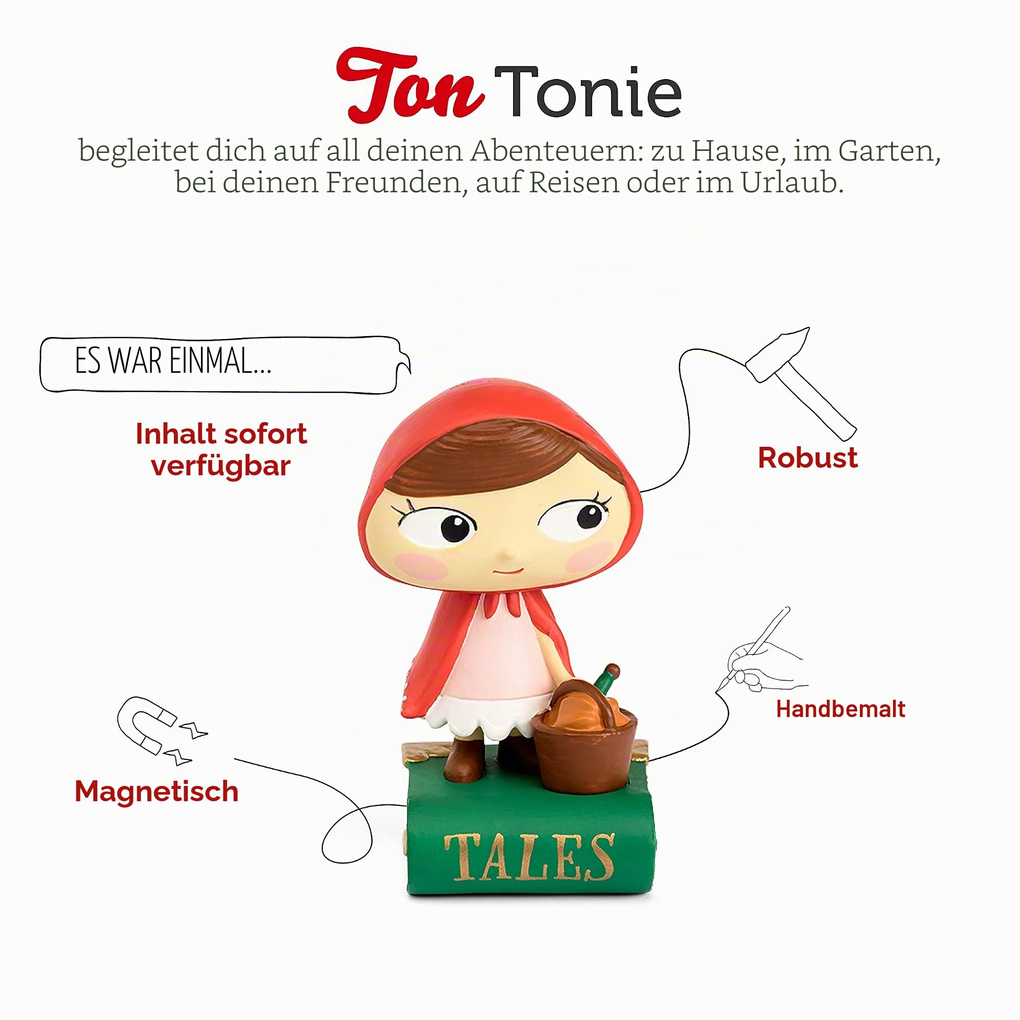 tonies Figur Meine Lieblingsgeschichten: Rotkäppchen und andere, Charakter mit Audiogeschichte für Toniebox, Audioconte ab 3 Jahren – Geschichtenbox separat erhältlich
