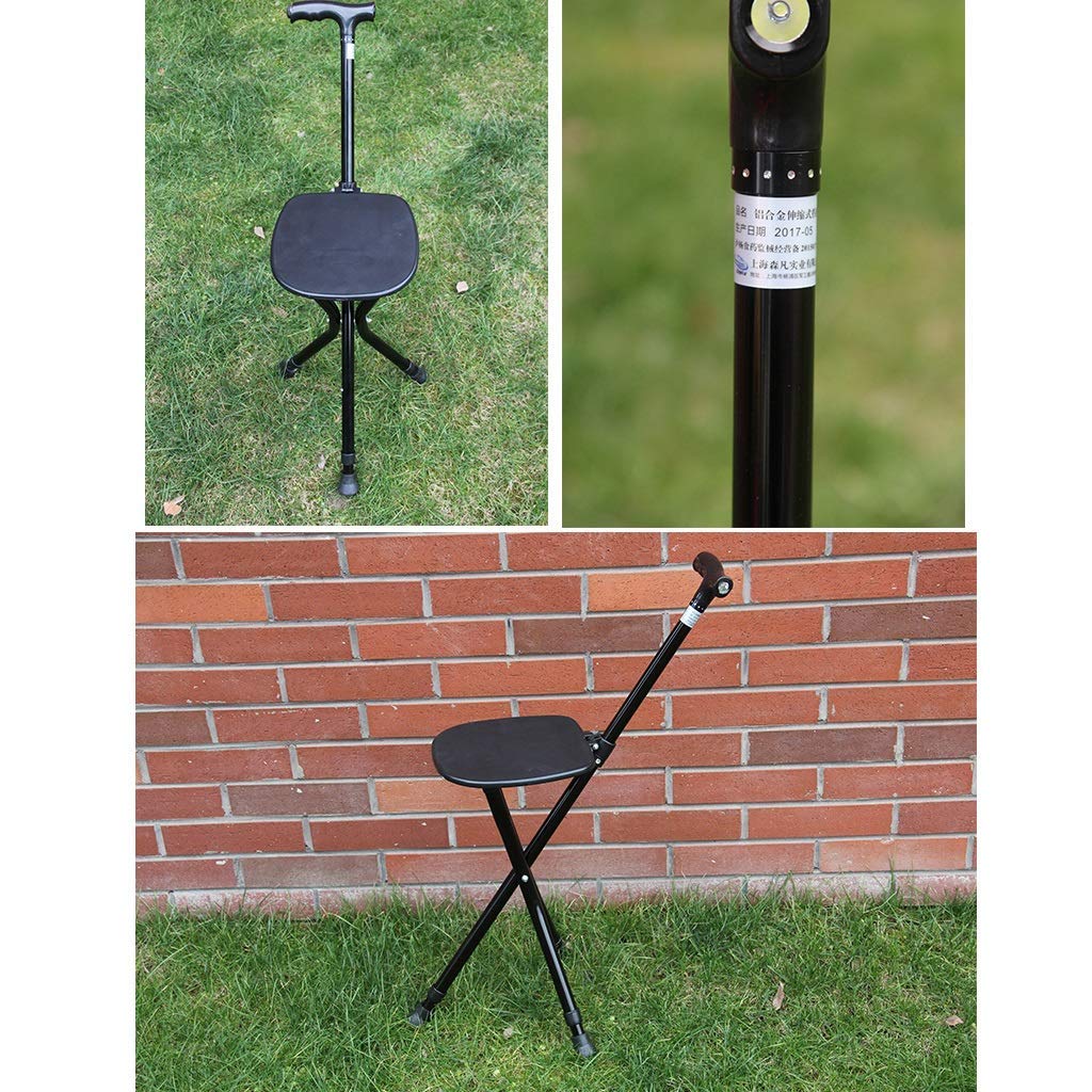 Taburete de bastón, silla portátil para caminar, trípode plegable para personas mayores, ayuda médica, bastón plegable