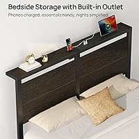 Vista 5 de Rolanstar Full Bed Frame with Headboard, Bed Frame Full with LED Lights, Camas Full Size Bed with Charging Station, Solid Metal Slats, Noise Free