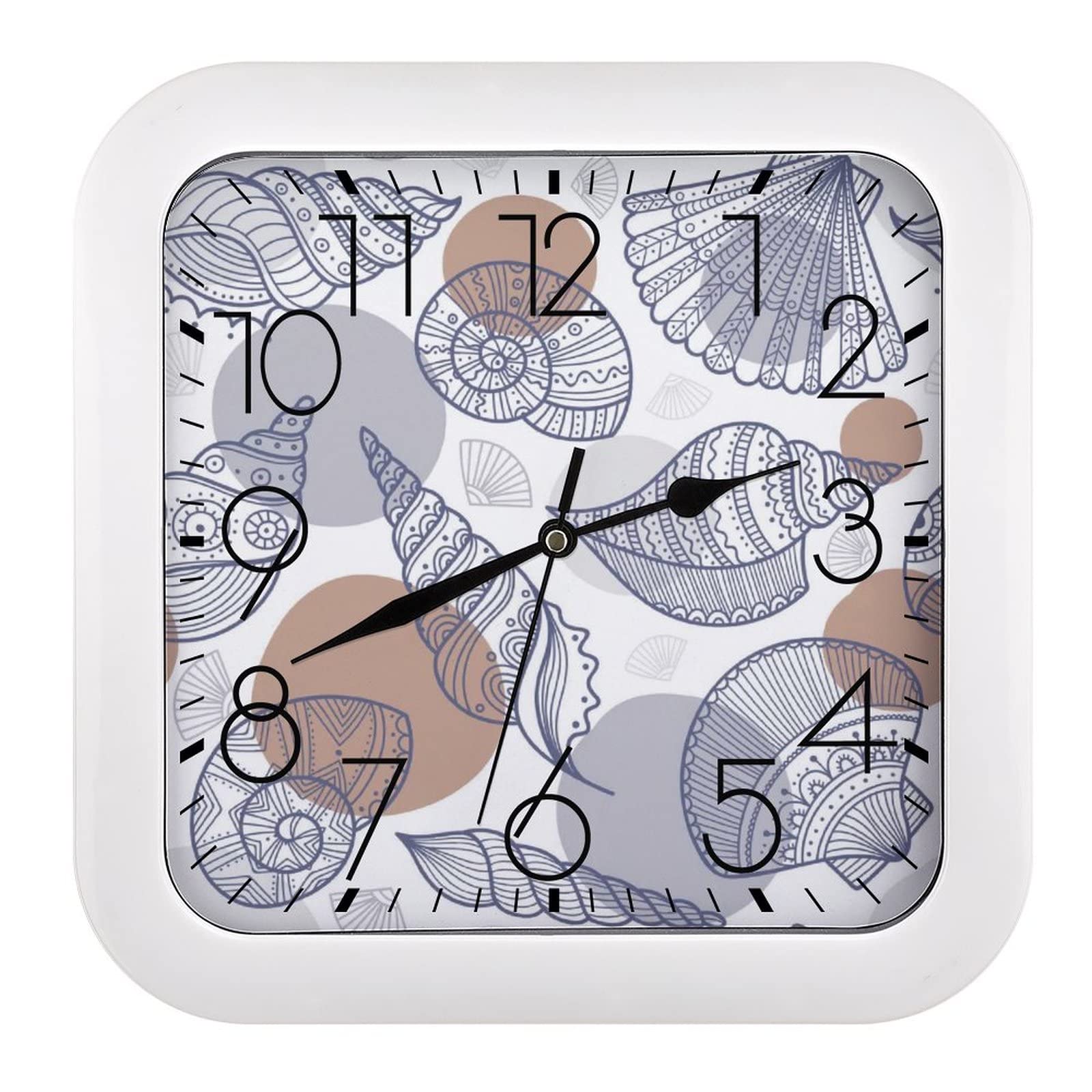 Pendule murale silencieuse conque moderne horloge 26x26cm école