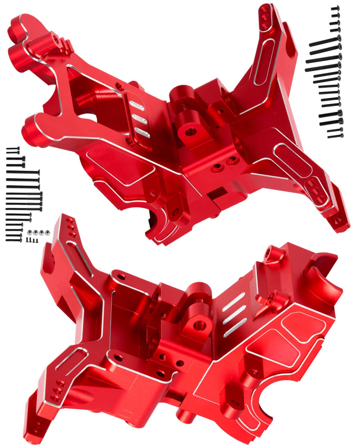 hopsupRC RC Aluminum Front&Rear Gearbox Cover/Gear Transmission Gearbox Set&Motor Mount Upgrades Part for 1/10 Kraton 4x4 4S V2 BLX/Outcast 4x4 4S V2