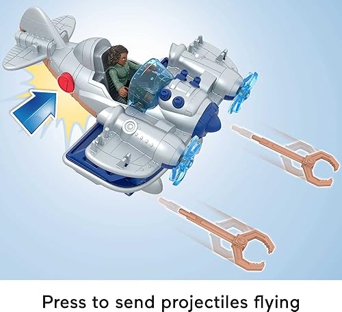 Miniatura 4 de Fisher-Price Imaginext Jurassic World Dominion Kayla Watts Figura y avión de juguete, rastreador de aire con proyectiles para niños preescolares a