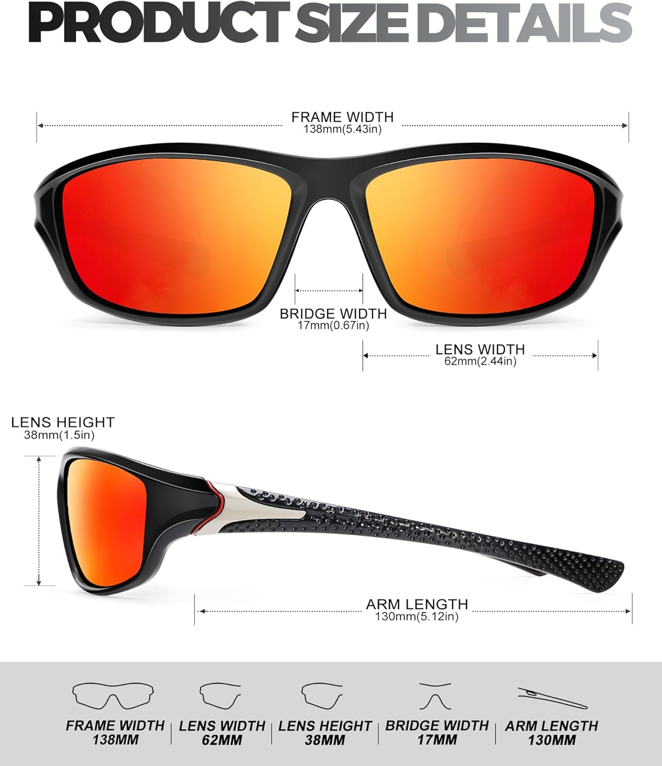 Polarized Sunglasses Men Sports Sunglasses for Men UV400 Sunglasses for Driving Golf Cycling Fishing Running - Image 4