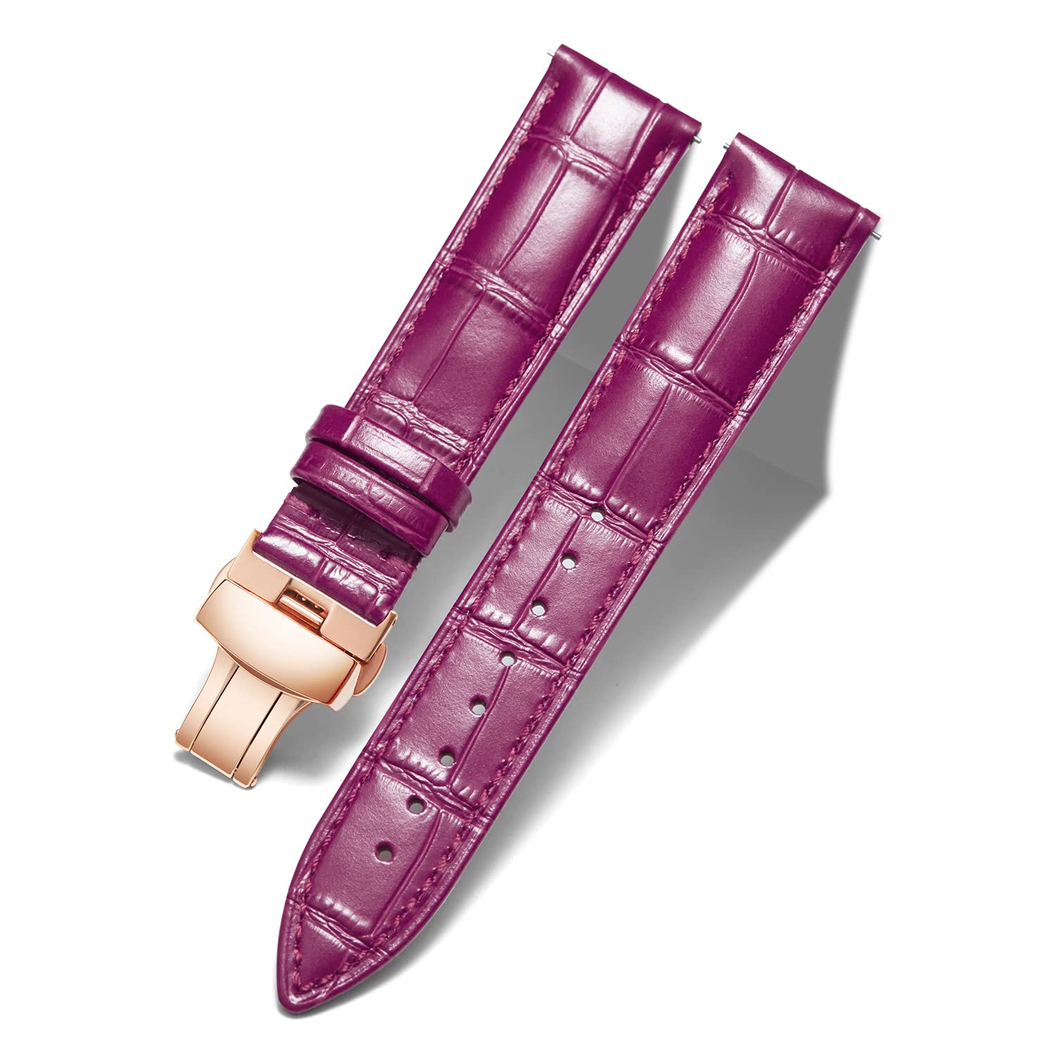 BINLUN Leather Watch Bands Replacement Alligator Pattern Watch Strap for Men Women with Silver/Gold/Rose Gold Butterfly Deployment Buckle 12mm 13mm 14mm 16mm 17mm 18mm 19mm 20mm 21mm 22mm 23mm 24mm — view 9