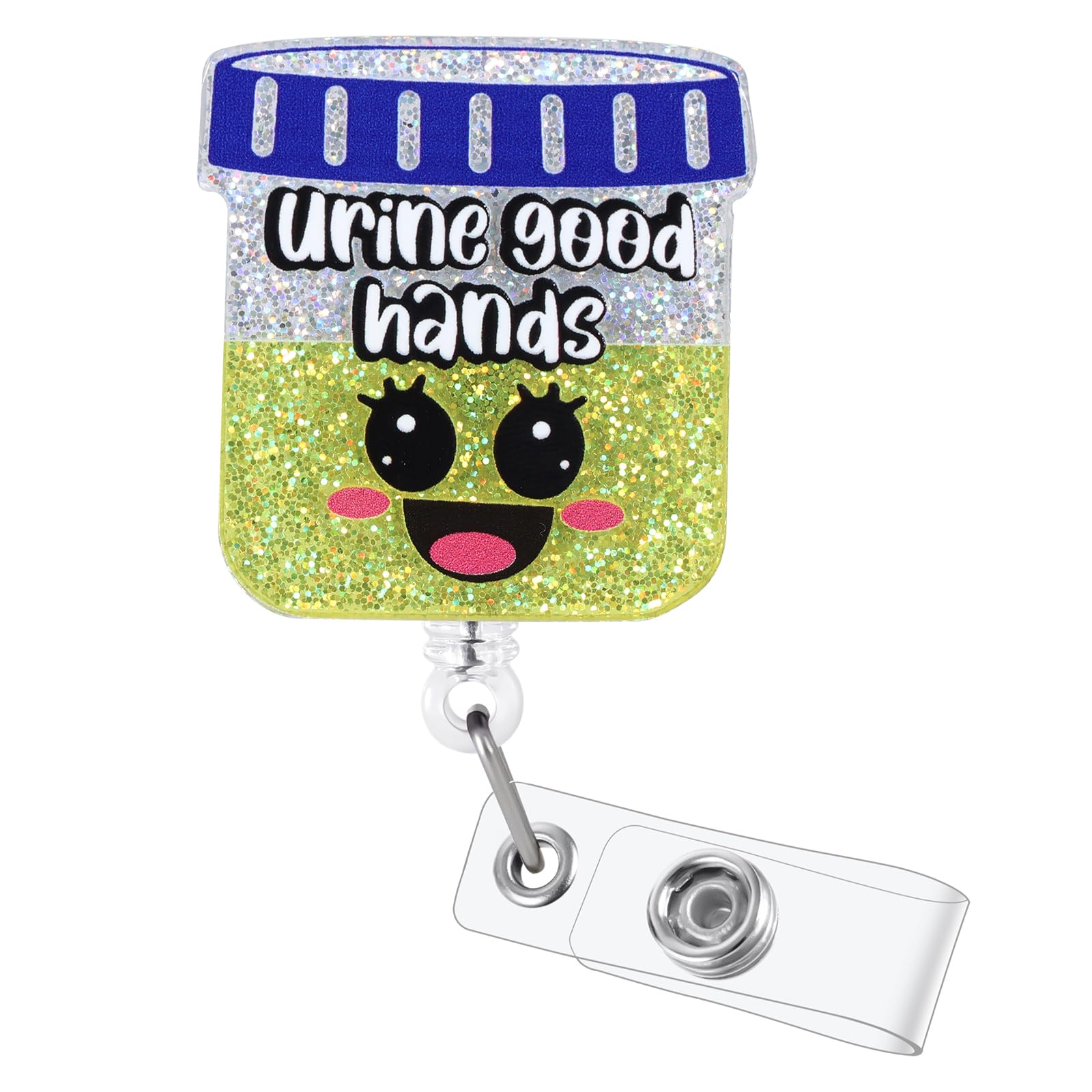 Urine Good Hands Funny Retractable Nurse Badge Reel Lab Tech ID Name Holder โ image 1