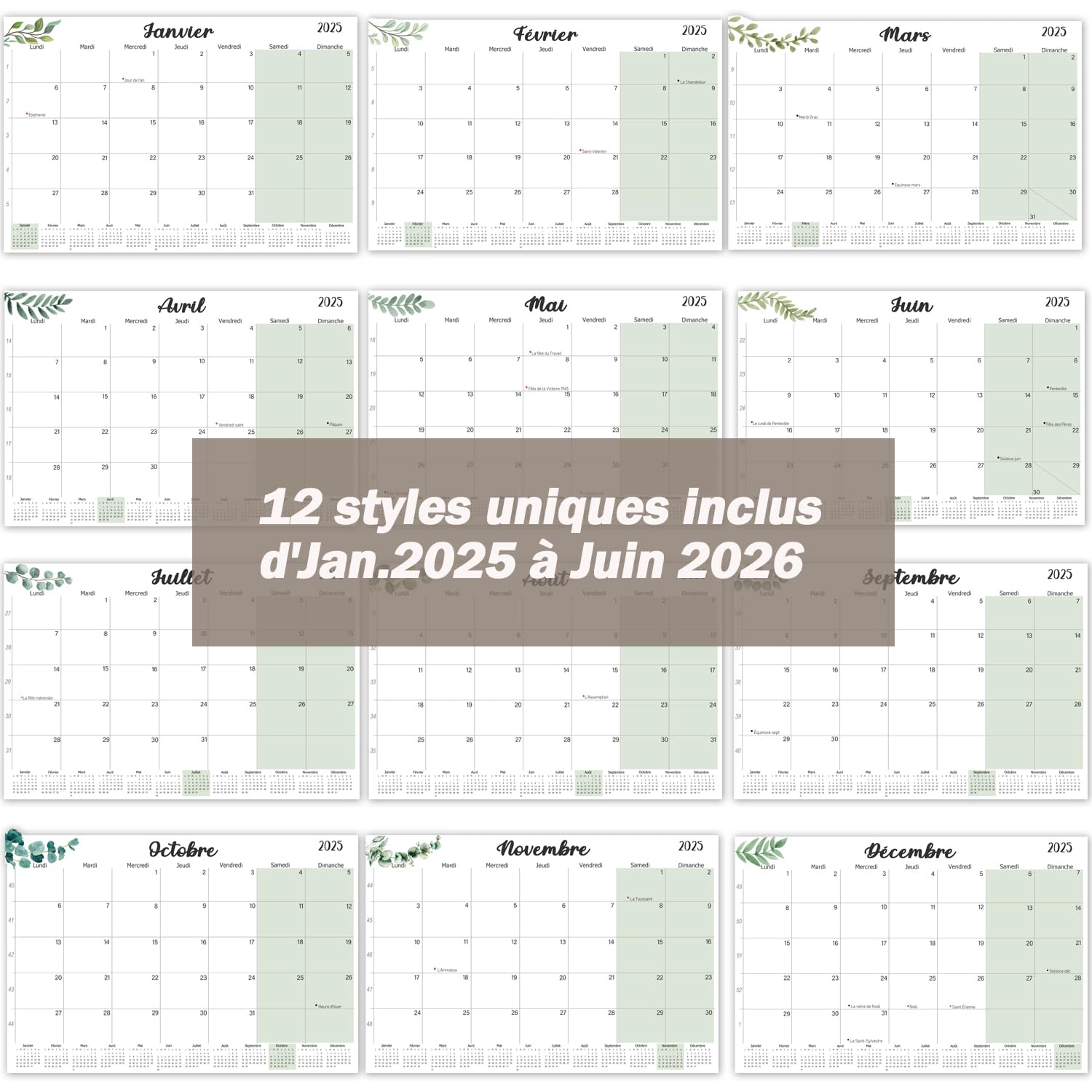 Calendario Magnetico Frigo 2024-2025 Qupuce - 15 Mesi Francese - Foto 3