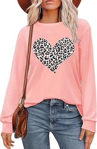 Women's Valentine's Day Graphic Sweatshirt Heart Long Sleeve Casual Pullover