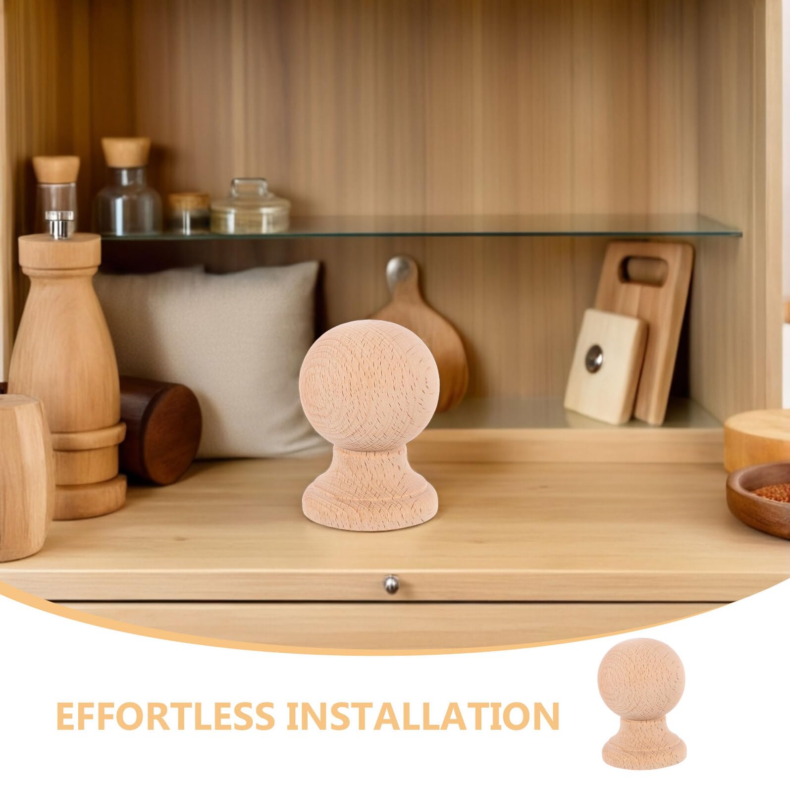 SHINEOFI 2pezzi Finials in Legno Massello per Mobili e Recinzioni, Decorazione Versatile ed Elegante per Ambienti Domestici, Facile Installazione per Rinnovamento Stanze