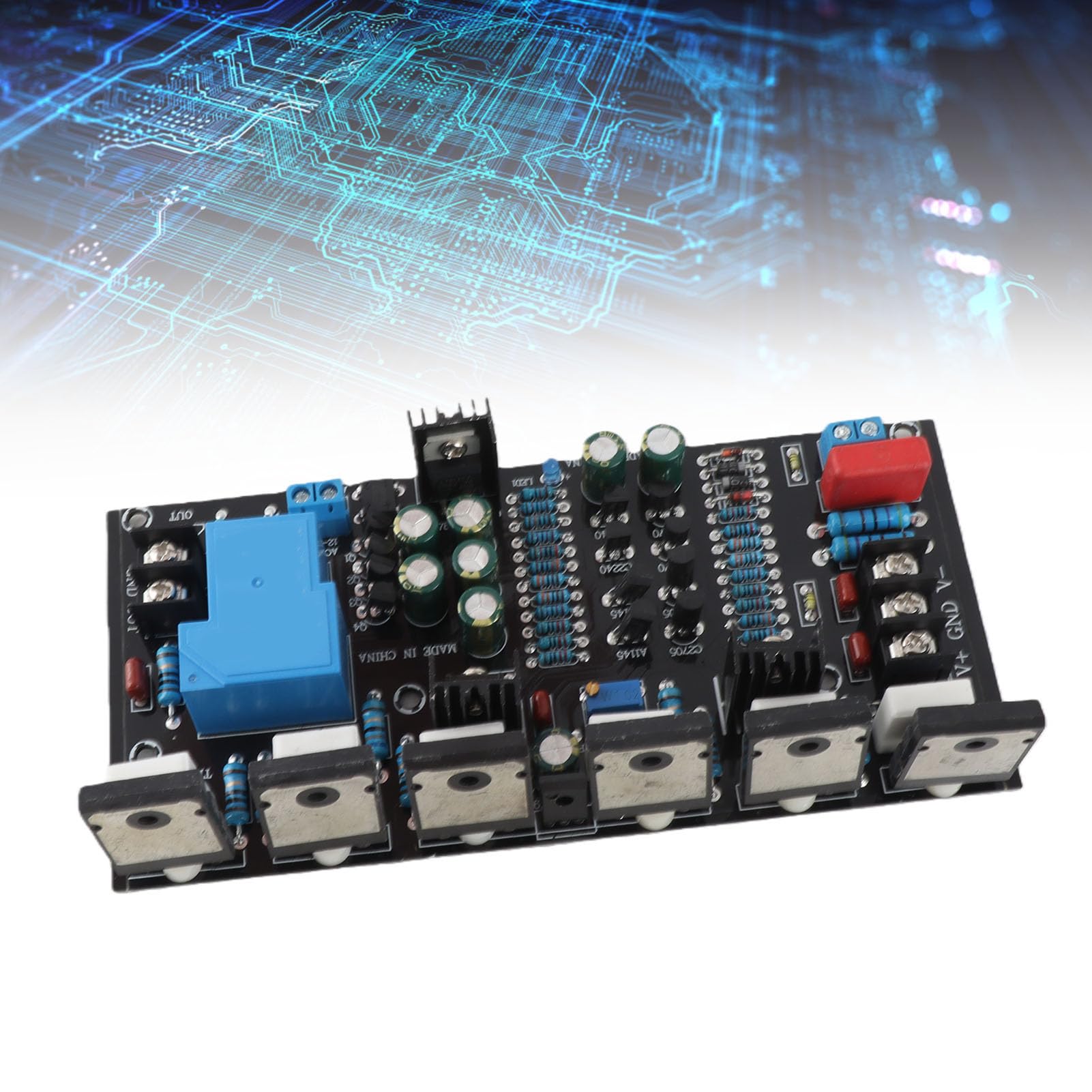 Fabater Placa Amplificadora de Potencia, Canal único de 300 W con Circuito de Protección de Altavoz Módulo Amplificador de Potencia de Audio con Amplio Rango de Voltaje DC 20 12 V para Sistemas de
