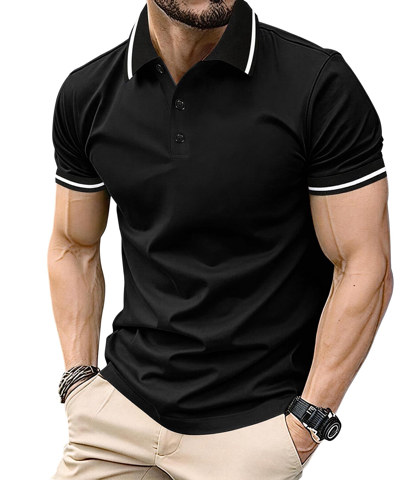 Męska koszulka polo z krótkim rękawem kontrastowy kolor koszulki polo golf koszulka polo lato regularny krój M-4XL