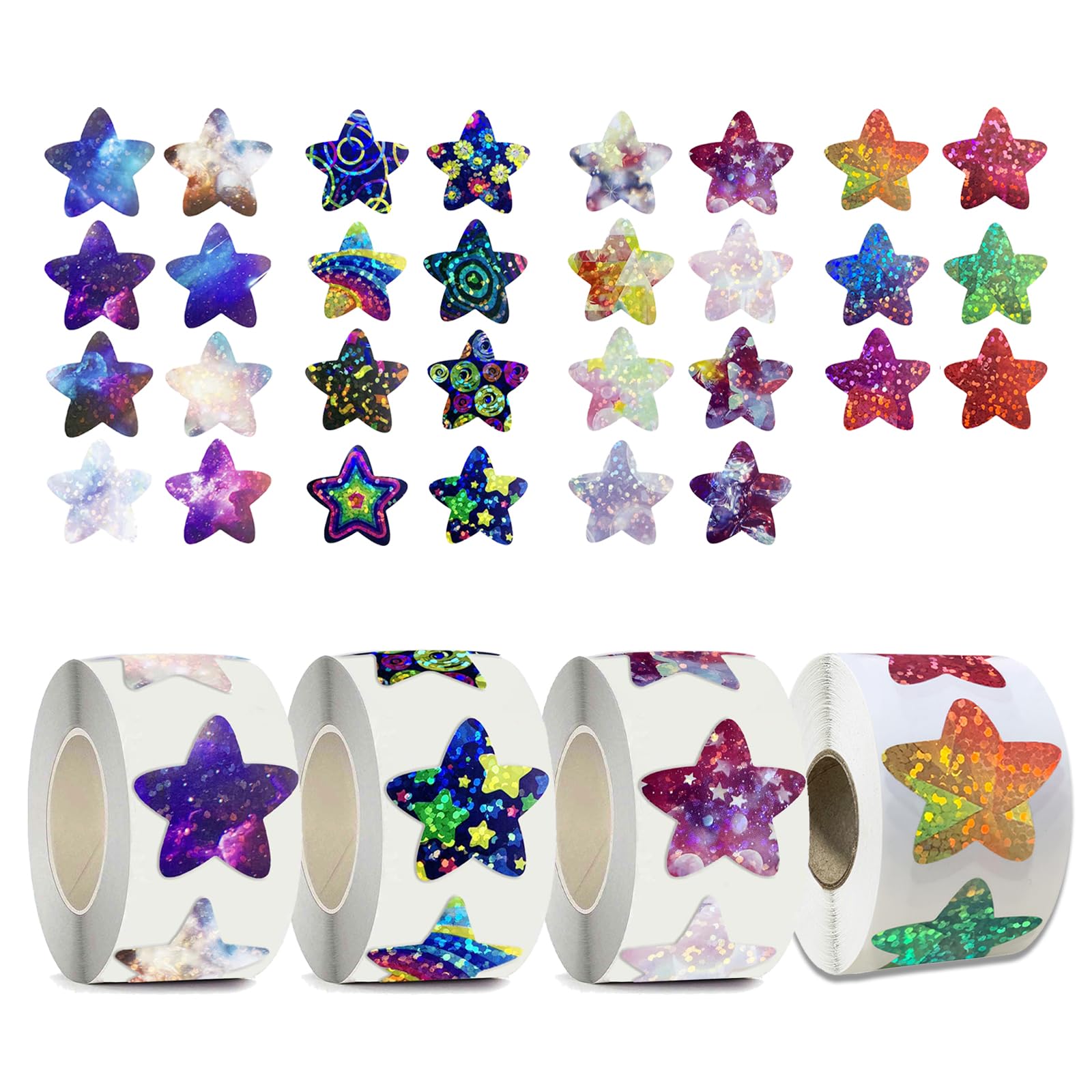 Cisyia Colorful Star Stickers, 2000 Pcs Holographic Star Stickers, 2.5 Cm Reward Sticker For Kids Self-Adhesive Shiny Stars Sticker Shiny Reward Stickerss For Children Students Teachers Classroom