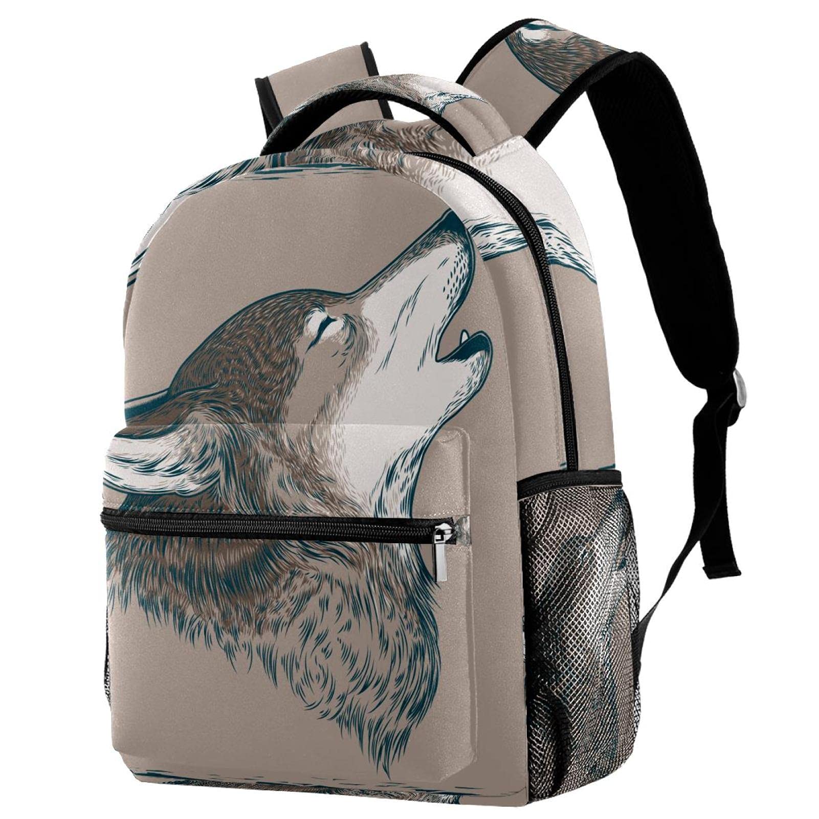 Sac à dos loup houp hurlant multicolore avec grand compartiment ordinateur - 7