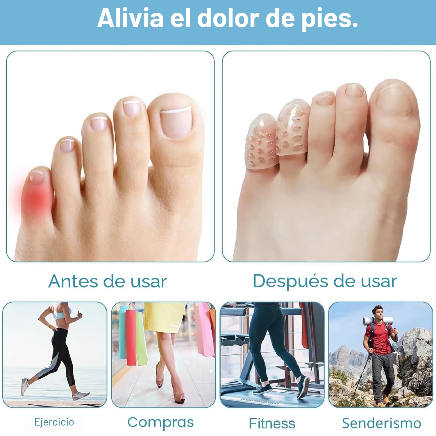 55 Piezas Protección de Dedo Del Pie Transparente, Silicona de Protección de Los Pies, Protección de Los Pies Silicona Transpirable, Silicona-Fricción de Protección de Los Pies Adecuado Caminar Correr