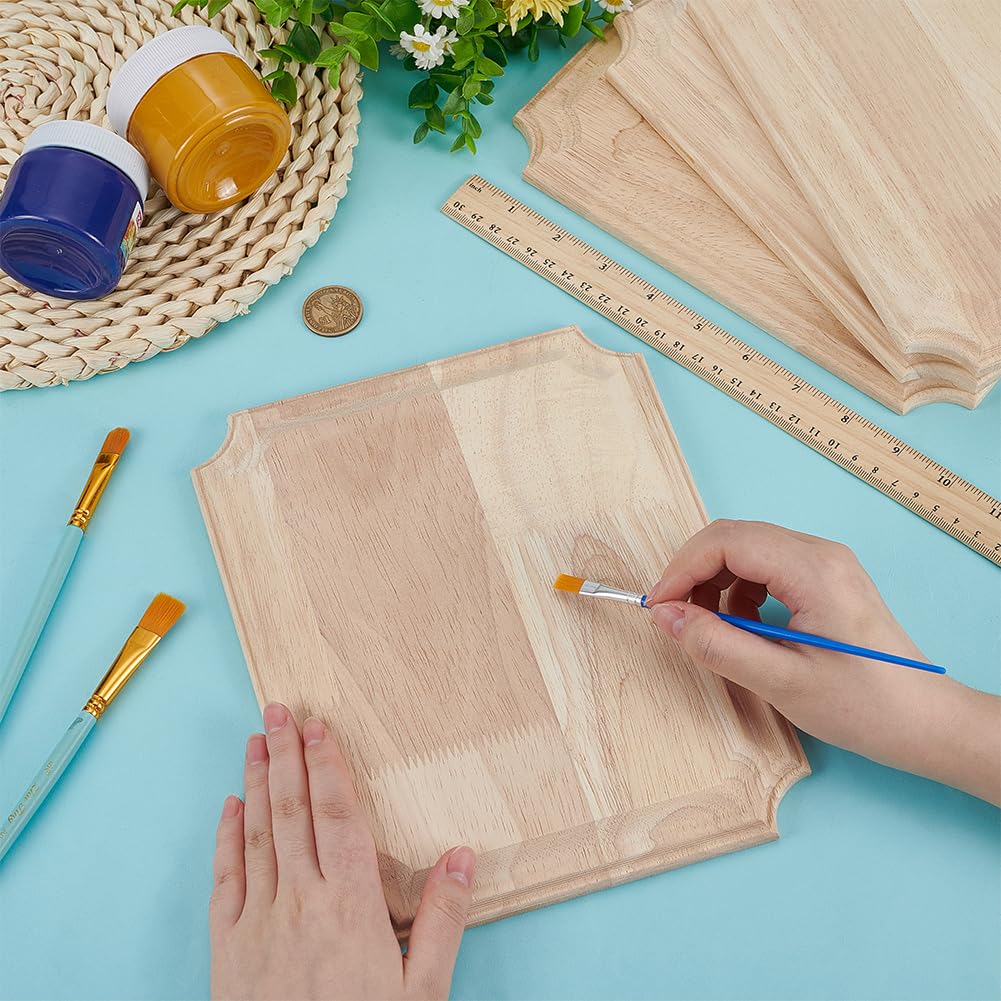 FINGERINSPIRE 4 placas rectangulares de madera sin acabar, placa de madera natural, 25 x 20 x 1,65 cm, placa decorativa de madera de Burlywood para joyería, pedestal, letreros en blanco para