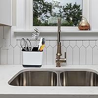 Vista 7 de Soporte para cepillos de cocina para fregadero de cocina, organizador de secado de utensilios, cepillo de botella/soporte de esponja, organizador