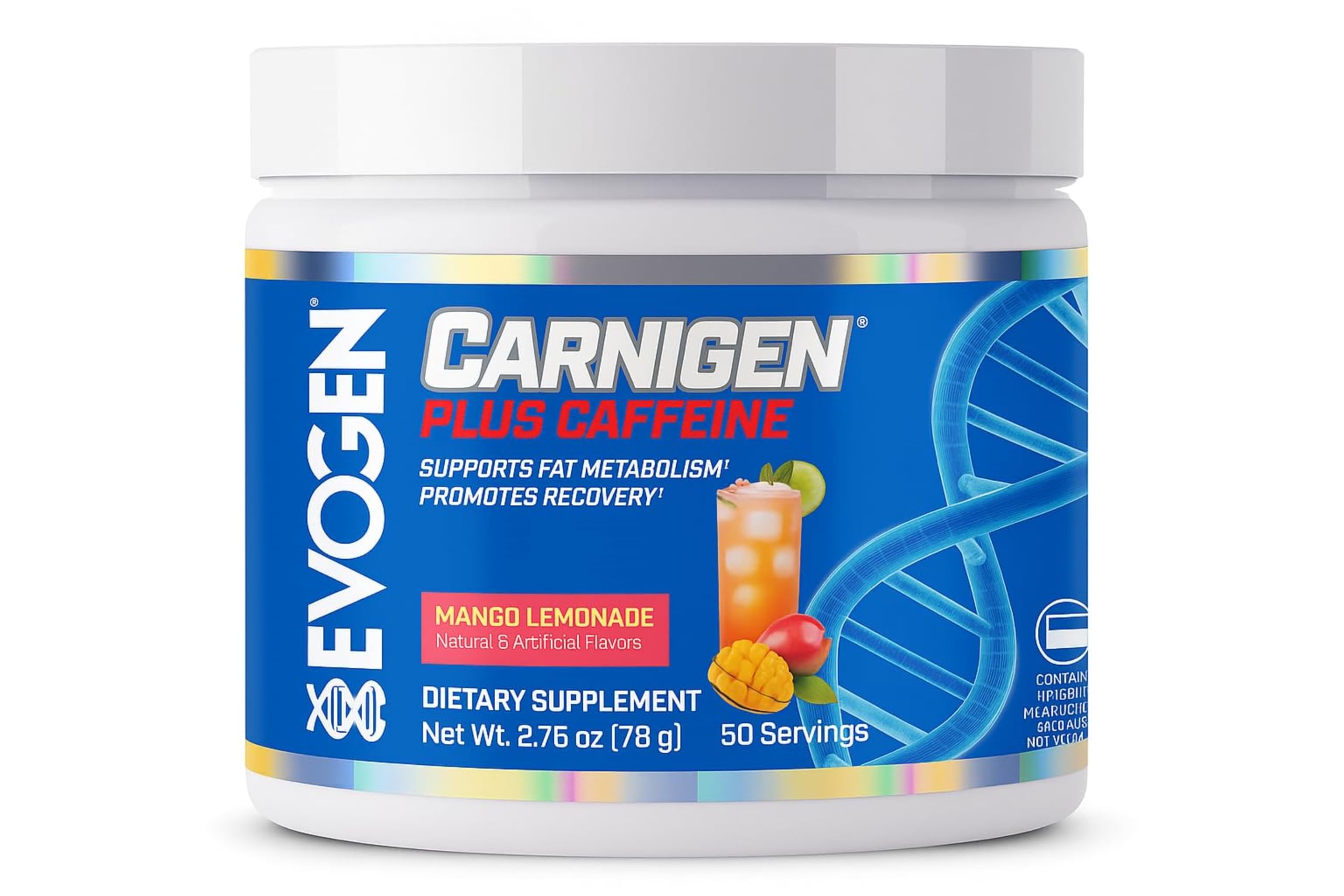 Carnigen Plus Caffeine - Premium Carnitine Powder | Supports Fat Metabolism & Promotes Recovery | L Carnitine Supplement Matrix with Caffeine & Acetyl L-Carnitine | Mango Lemonade | 50 Servings