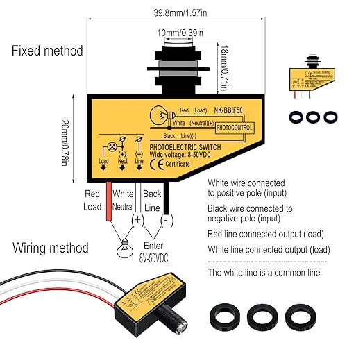 Miniatura 3 de Interruptor fotoeléctrico de corriente directa 12v 24v 36v 48v interruptor de fotocélula CC 8v a 50v sensor de luz de fotocélula del atardecer al
