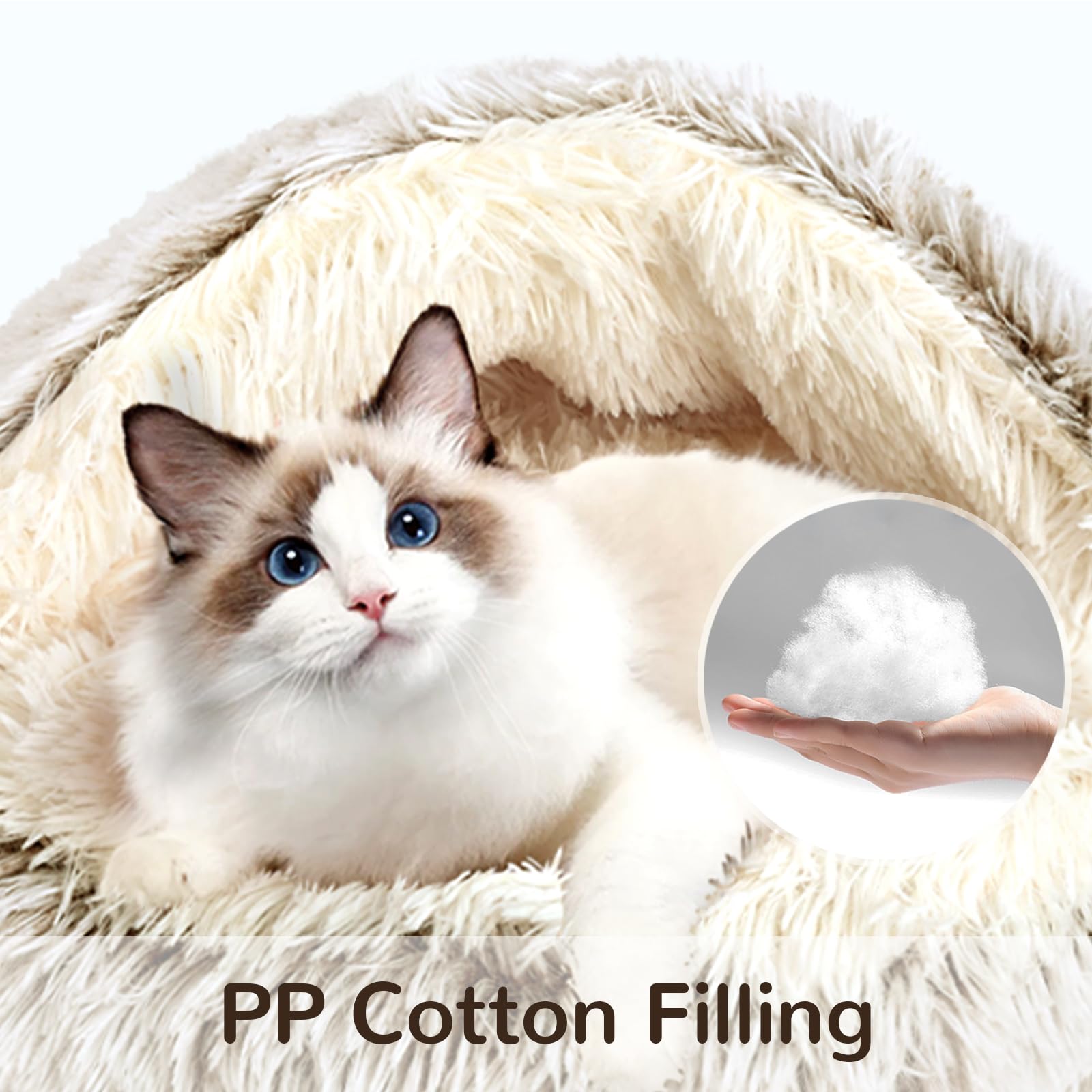 Katzenbett, Katzennest, Haustierbett Tierbett, Kleine Hundebett Waschbarer Flauschiges Rund Weich Katzenschlafplatz FüR Katzen Rutschfestem Wasserdichtem Boden (Braun,60 X 60 cm)