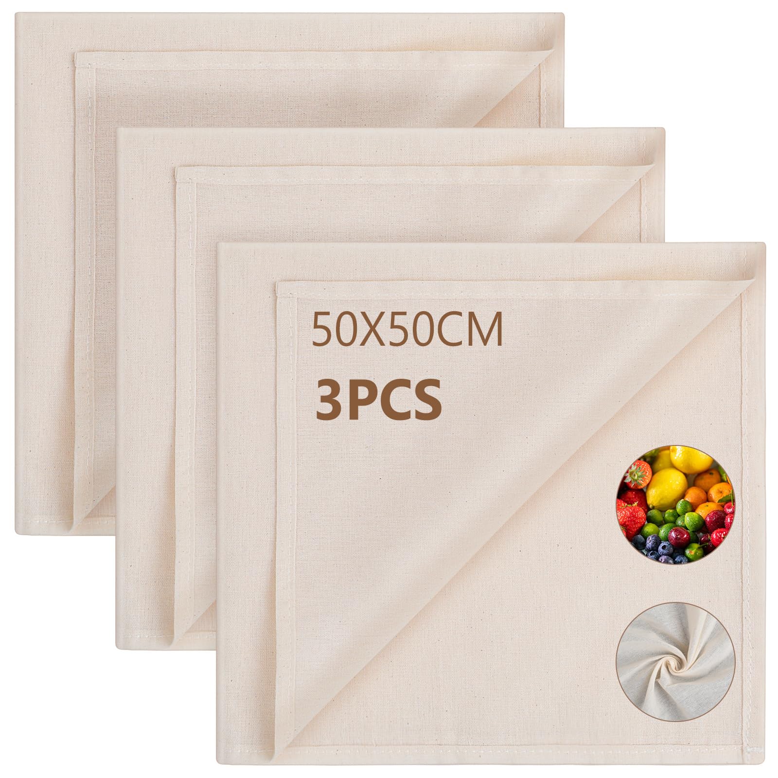 Garza Alimentare 2 Pezzi - Tessuto Filtrante In Cotone Naturale, 30x30cm, Lavabile - Per Formaggio, Vino, Latte E Infusi - Foto 9