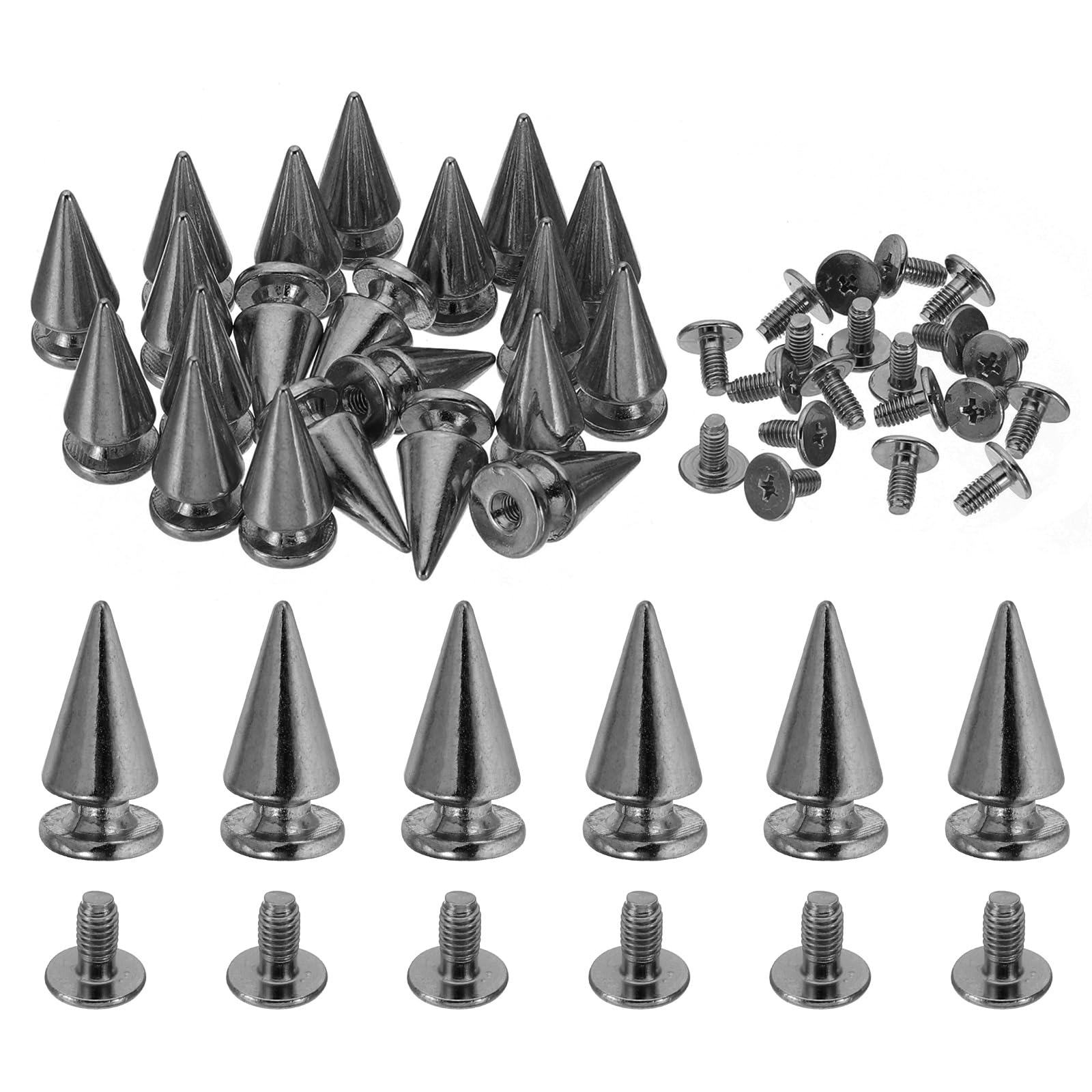 PATIKIL 20mm Studs for Clothing 20 Sets Studs and Spikes Leather Rivets Cone Spikes Metal Screw Studs for Clothing Leather Crafts Fabric Shoes Punk Bag Leathercraft