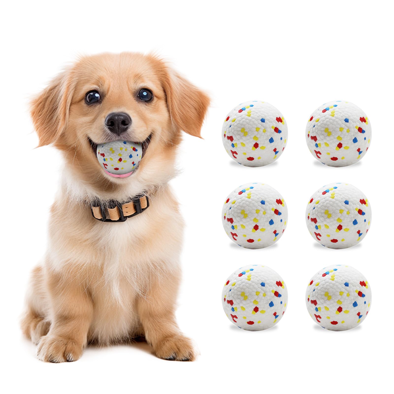 Lot de 6 balles pour chien, spécialement conçues pour les chiens qui aiment mâcher, balles blanches de 5,6 cm, résistantes aux taches/faciles à nettoyer, parfaites pour lanceur de balles
