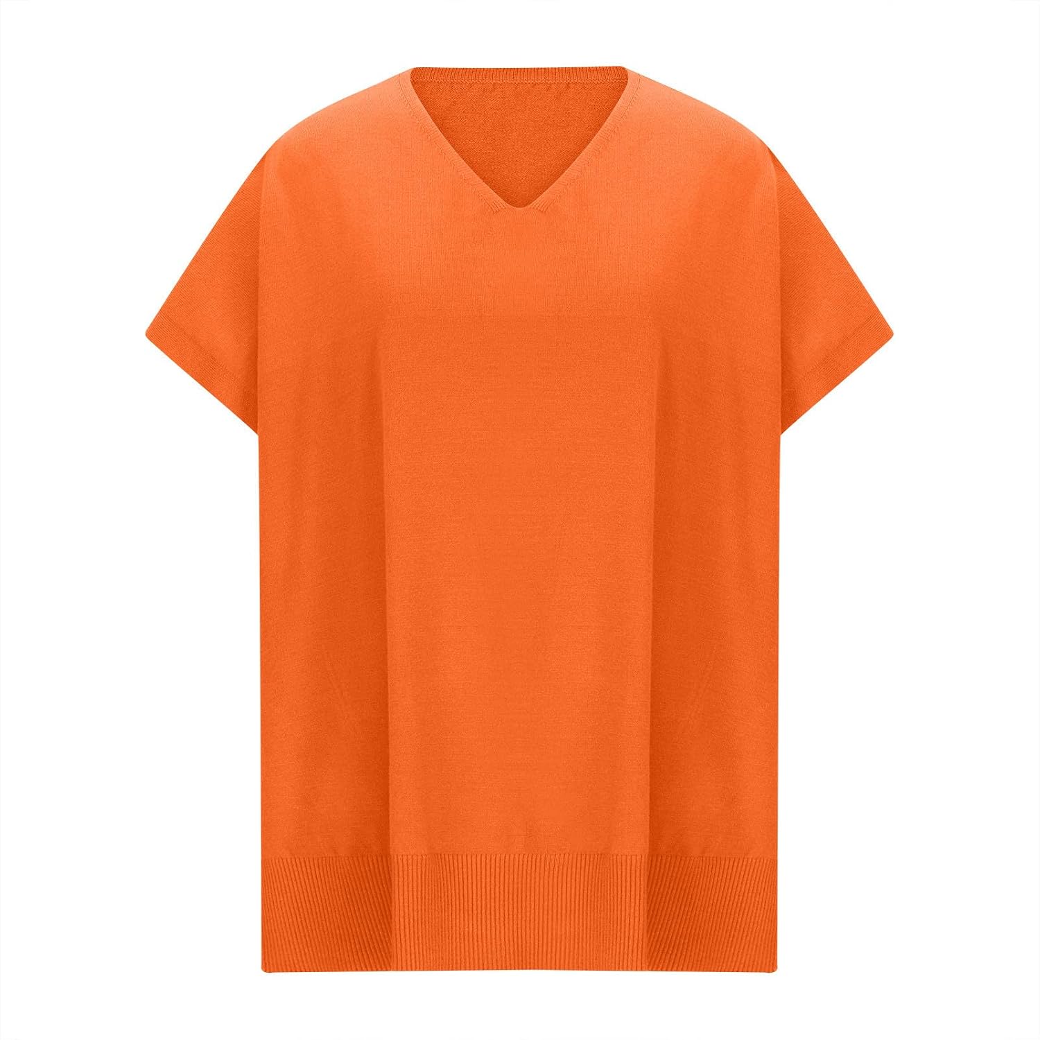 Womens V Neck Poncho Sweater Solid Color Short Sleeve Lightweight Shawl Wrap Cape Pullover Sweaters Baggy Jumper Top