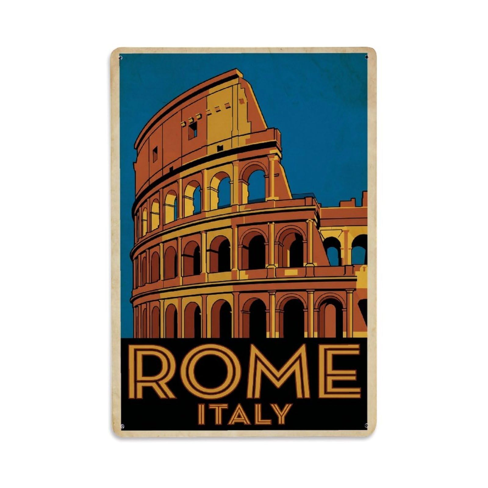 Vintage Travel Italy Rome Metal Tin Sign