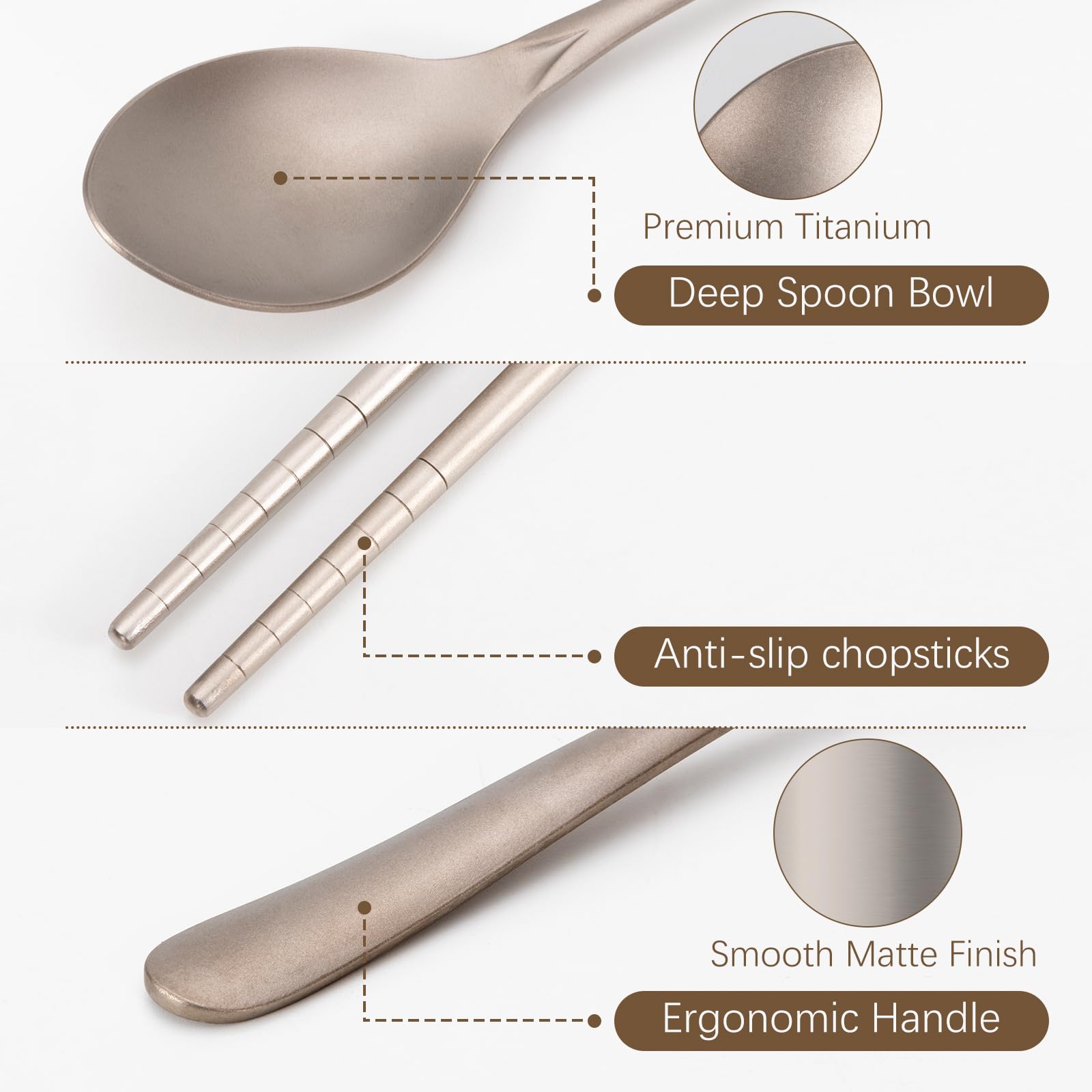 Titanium Flatware Set - Lightweight & Durable -4
