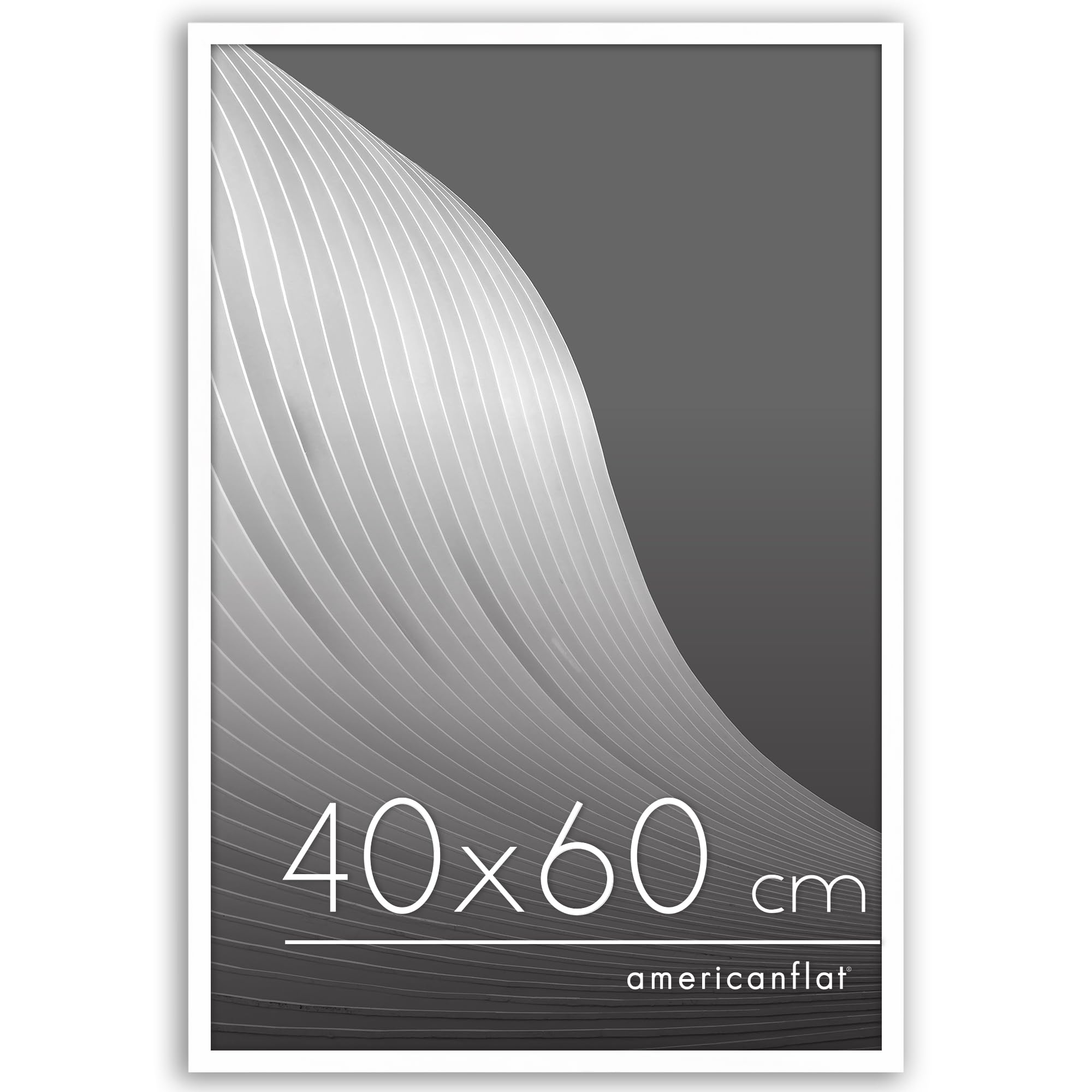 Americanflat 40x60 cm Picture Frame with Polished Plexi Cover - Streamline Collection - Thin Border Picture Frame for Wall Display - Hanging Hardware Included - White