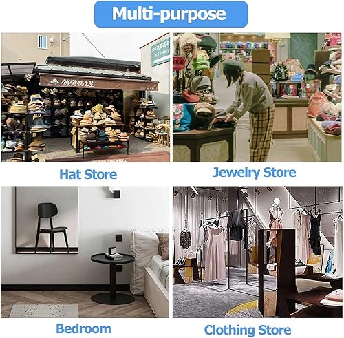 Miniatura 7 de LZMZMQ Perchero de metal para sombreros de pared, torre de exhibición de 4 niveles para pelucagorra, con ganchos móviles para sombreros, 39.3