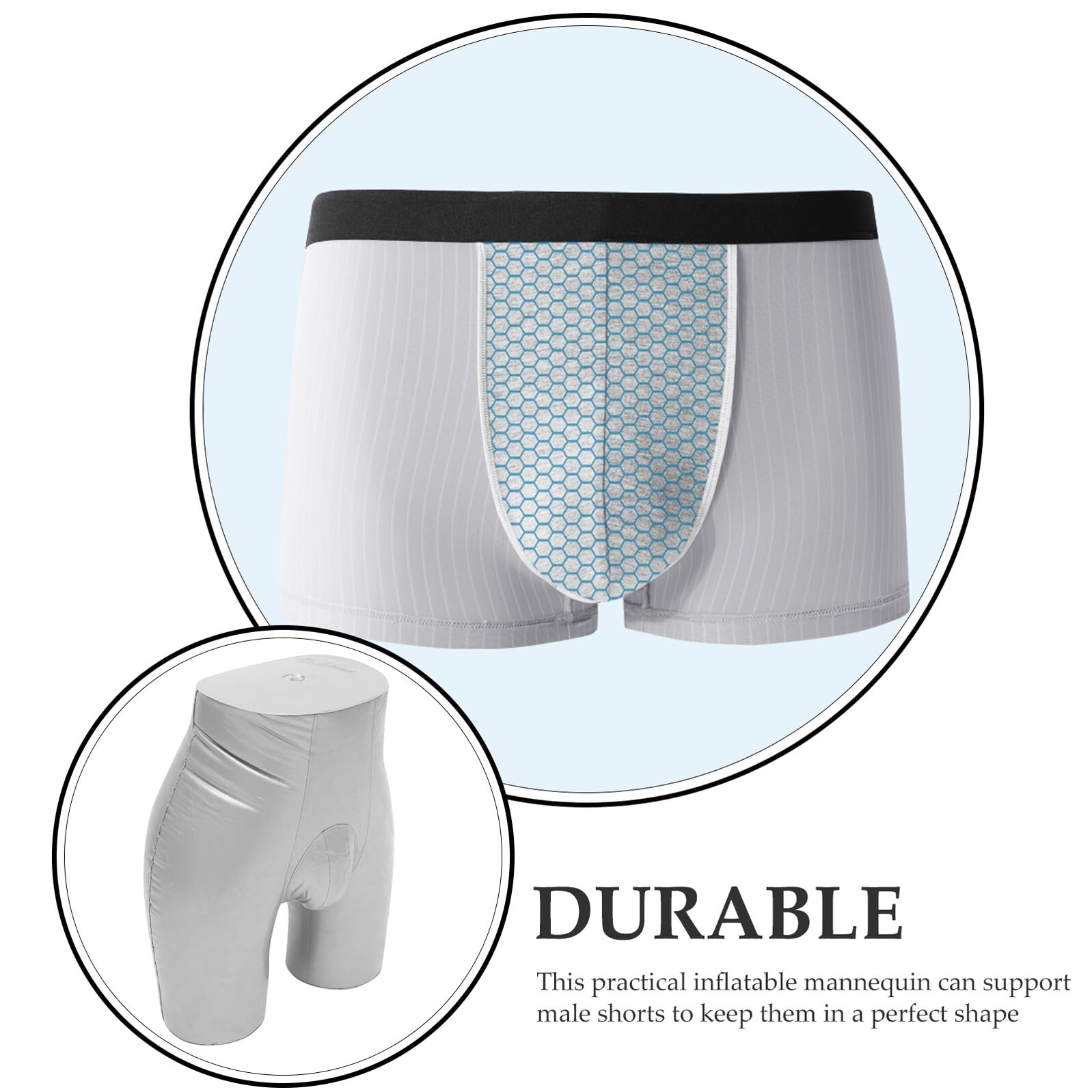 Modèle Léger pour pour de et sous-vêtements Shorts Présentoir en Mannequin Gonflable Demi-Corps PVC Argenté Facile à Ranger Homme pour Vitrines