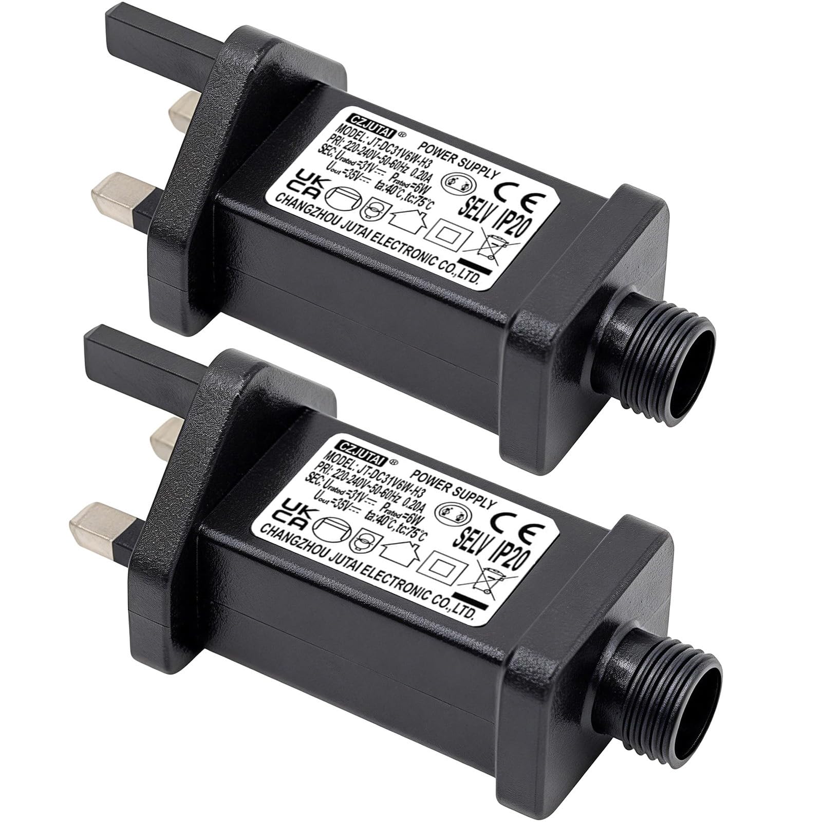 2 Pcs of 31V 6W String Lights Indoor-Outdoor Power Adapter for CZJUTAI JT-DC31V6W-IP20 Christmas Lighting, Illuminate Your Holidays! ([2Pcs]Threaded-Constant On)