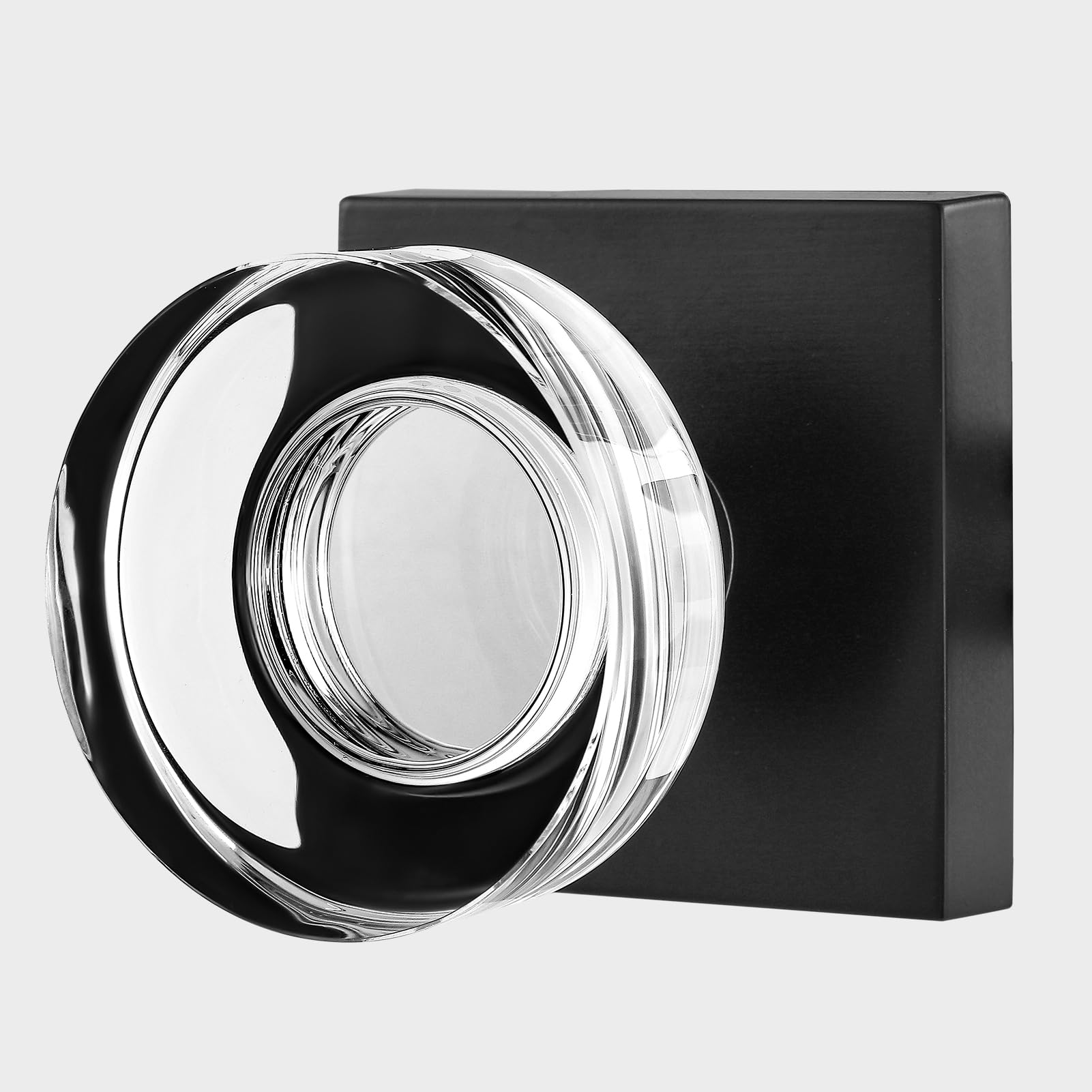 newliplace Black Passage Door Knobs Interior, Crystal Glass Door Knobs Interior for Hall and Closet, Matte Black