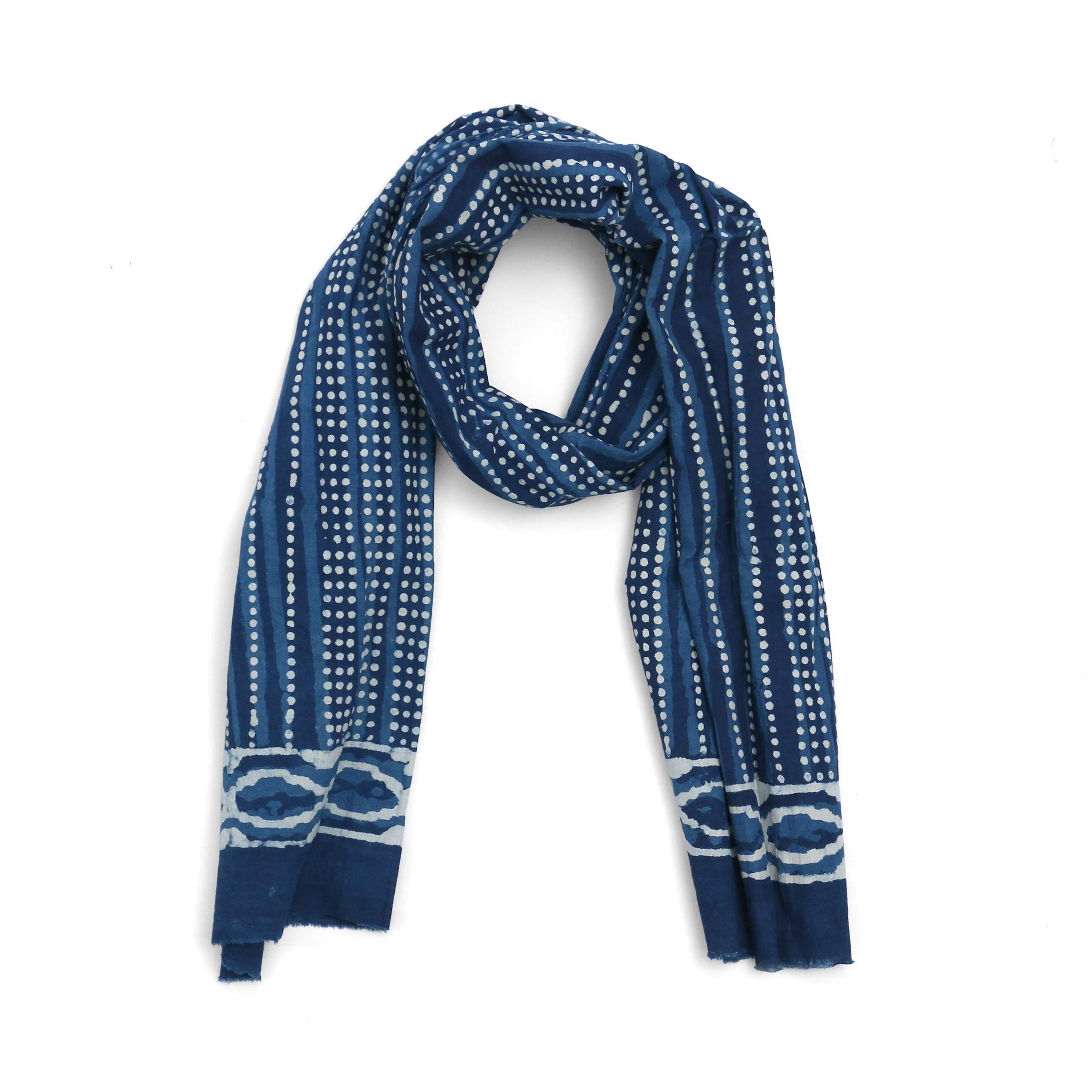 Women's Hand-Block Printed Soft Mulmul Cotton Stole (Indigo Blue, Length: 90, Width: 22 Inches)-image-21