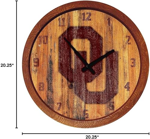 Miniatura 10 de The Fan-Brand NCAA Oklahoma Sooners: Faux Barrel Top Wall Clock Sports Team Bar Sign Décor - Home Man Cave, Party Decoration - Made On Demand