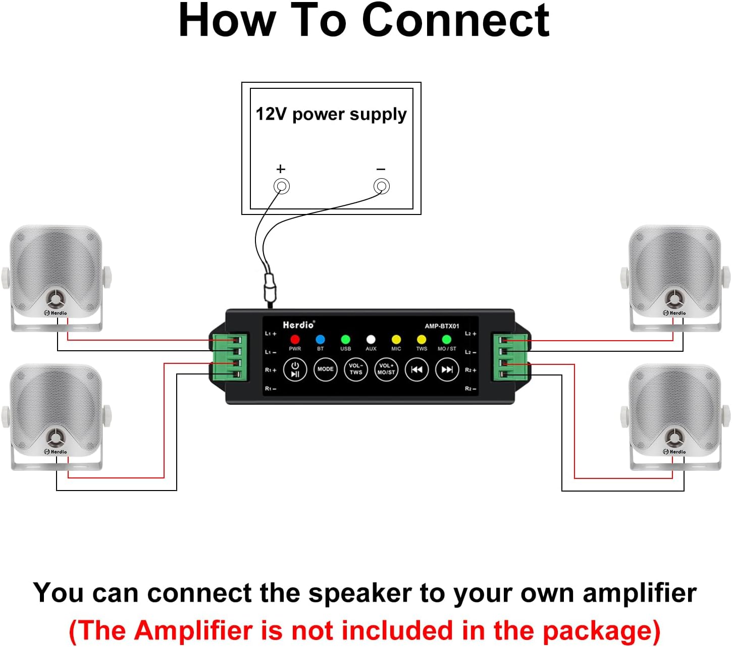 Herdio 4 Inches Heavy Duty Waterproof Boat Marine Box Outdoor Speakers Surface Mounted for Skid Steer ATV UTV RZR RV Golf Cart Tractor Powersports Boat Truck Jeep(4 White Speakers) - Image 8