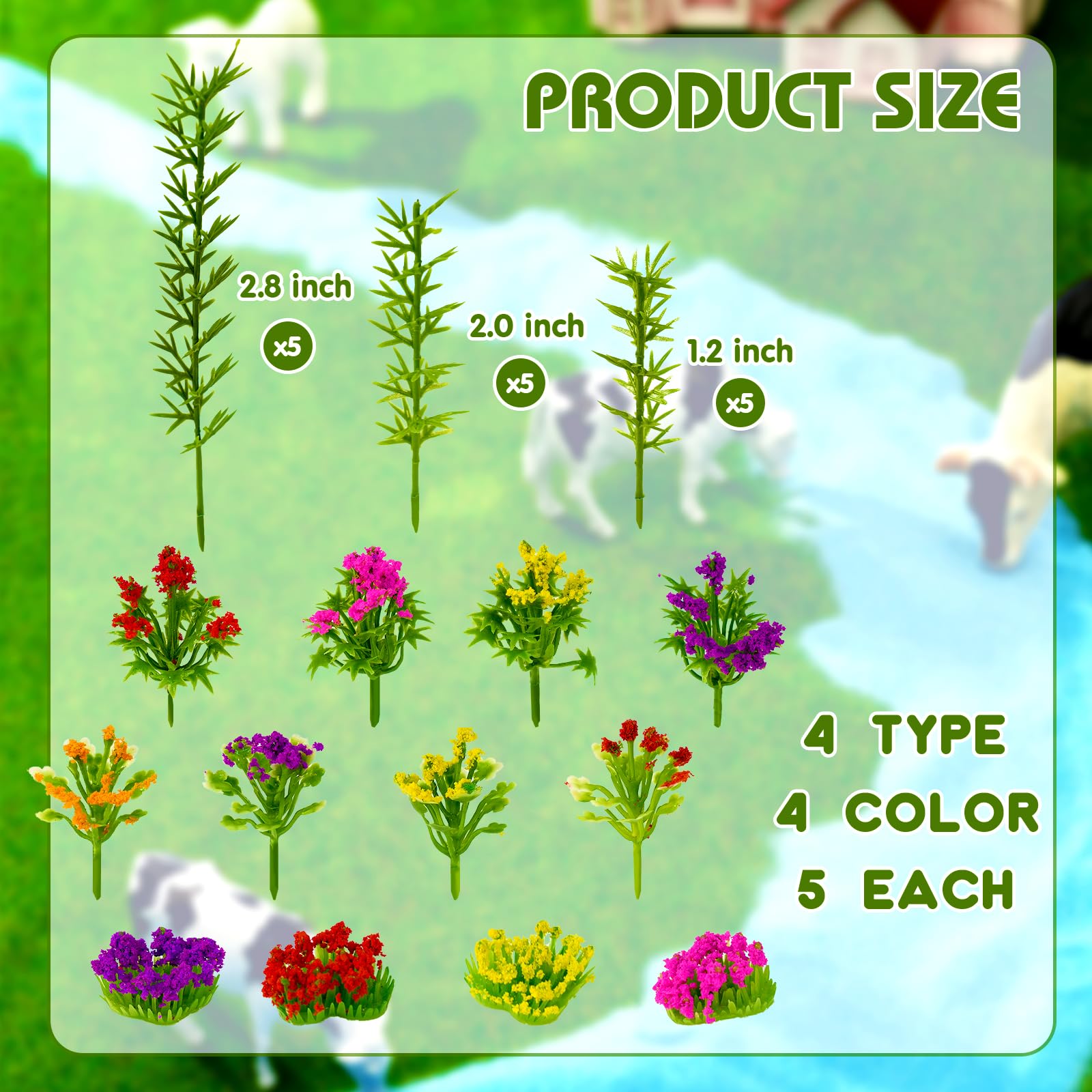 Warmtree 75 Pcs Mixed Diorama Green Miniature Colorful Flower Cluster Trees for DIY Crafts, Building Model Diorama Supplies Scenery Multicolor